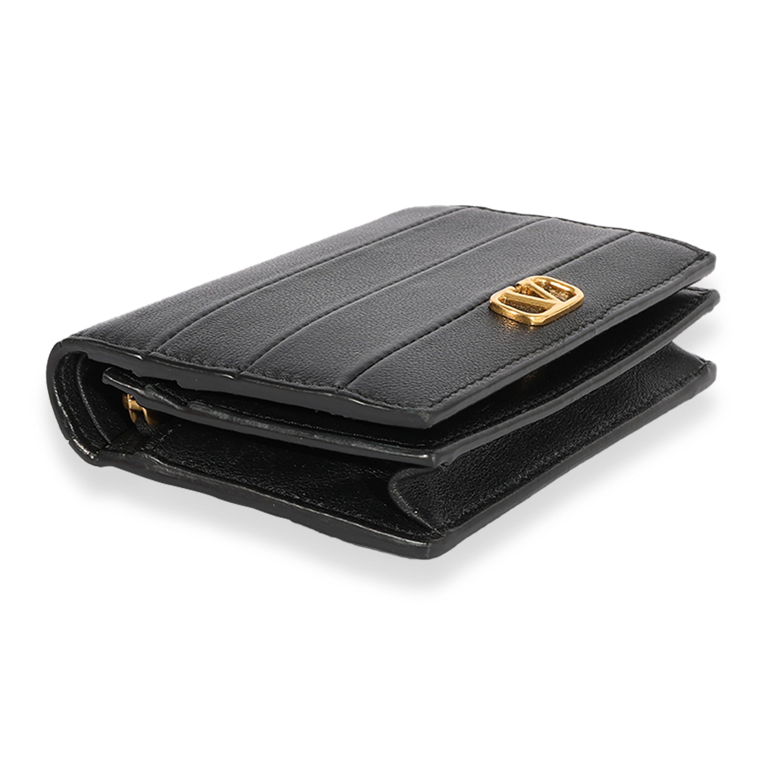 Valentino Valentino Black Leather VLogo Card Holder Wallet Size ONE SIZE - 6 Thumbnail