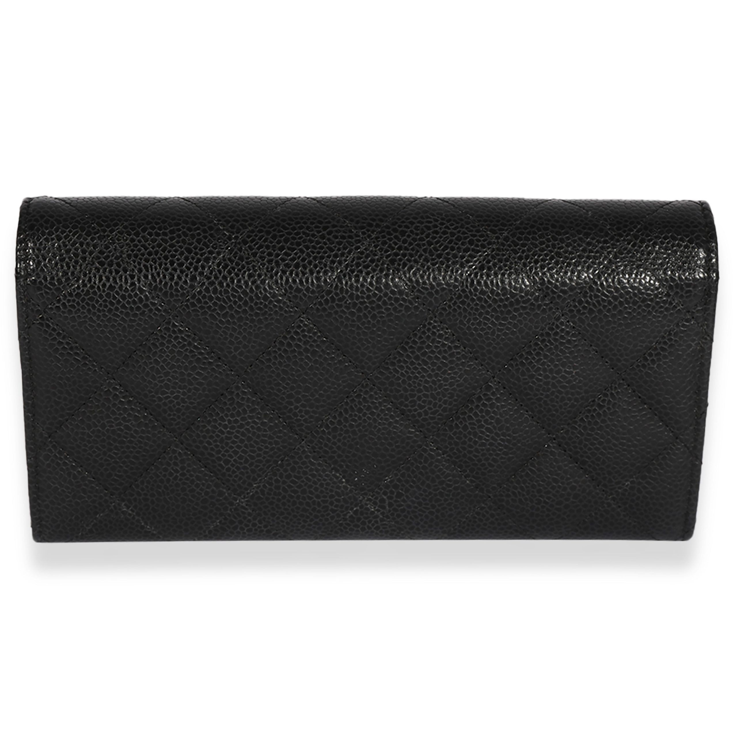 Chanel Chanel Black Quilted Caviar Long Flap Wallet Size ONE SIZE - 3 Thumbnail