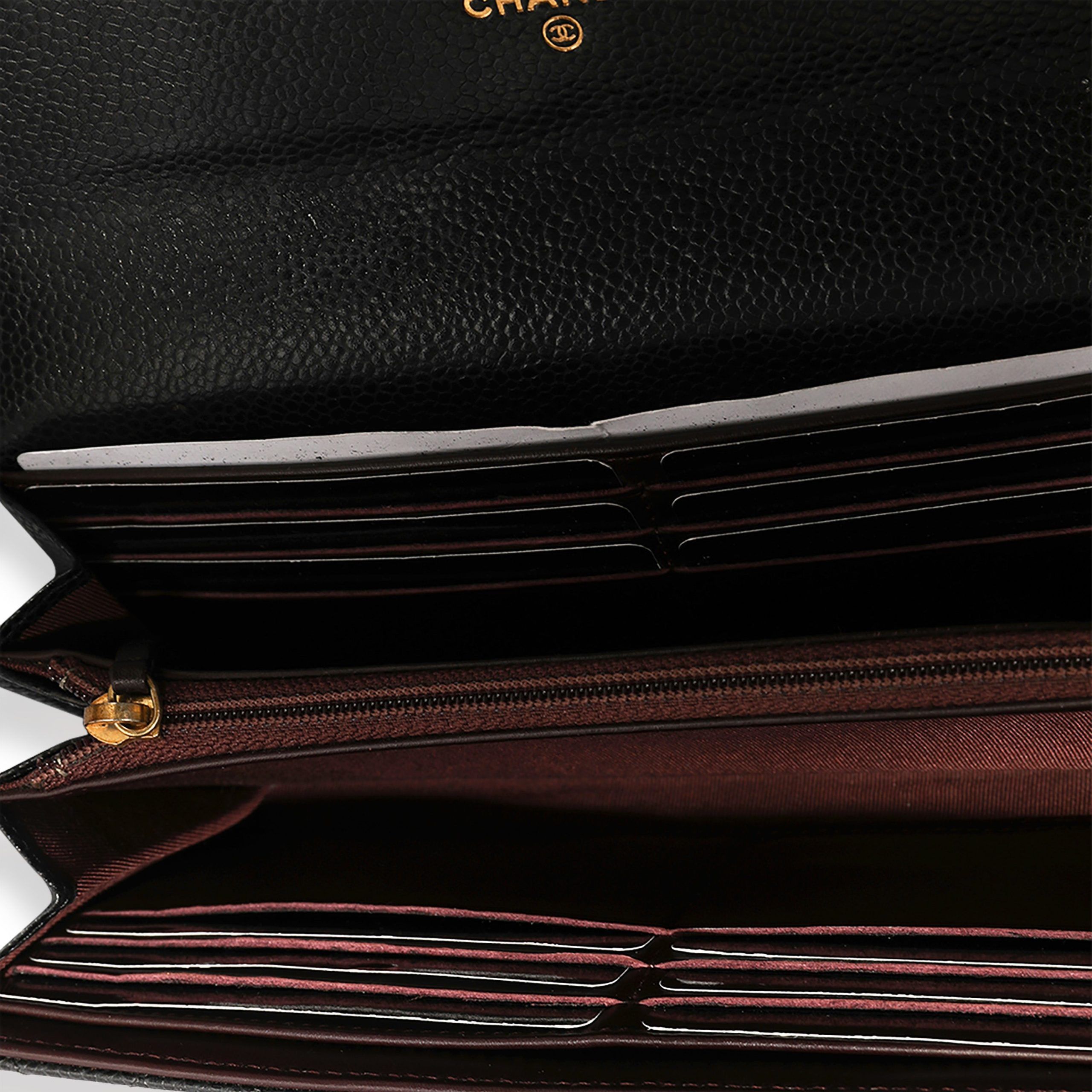 Chanel Chanel Black Quilted Caviar Long Flap Wallet Size ONE SIZE - 4 Thumbnail