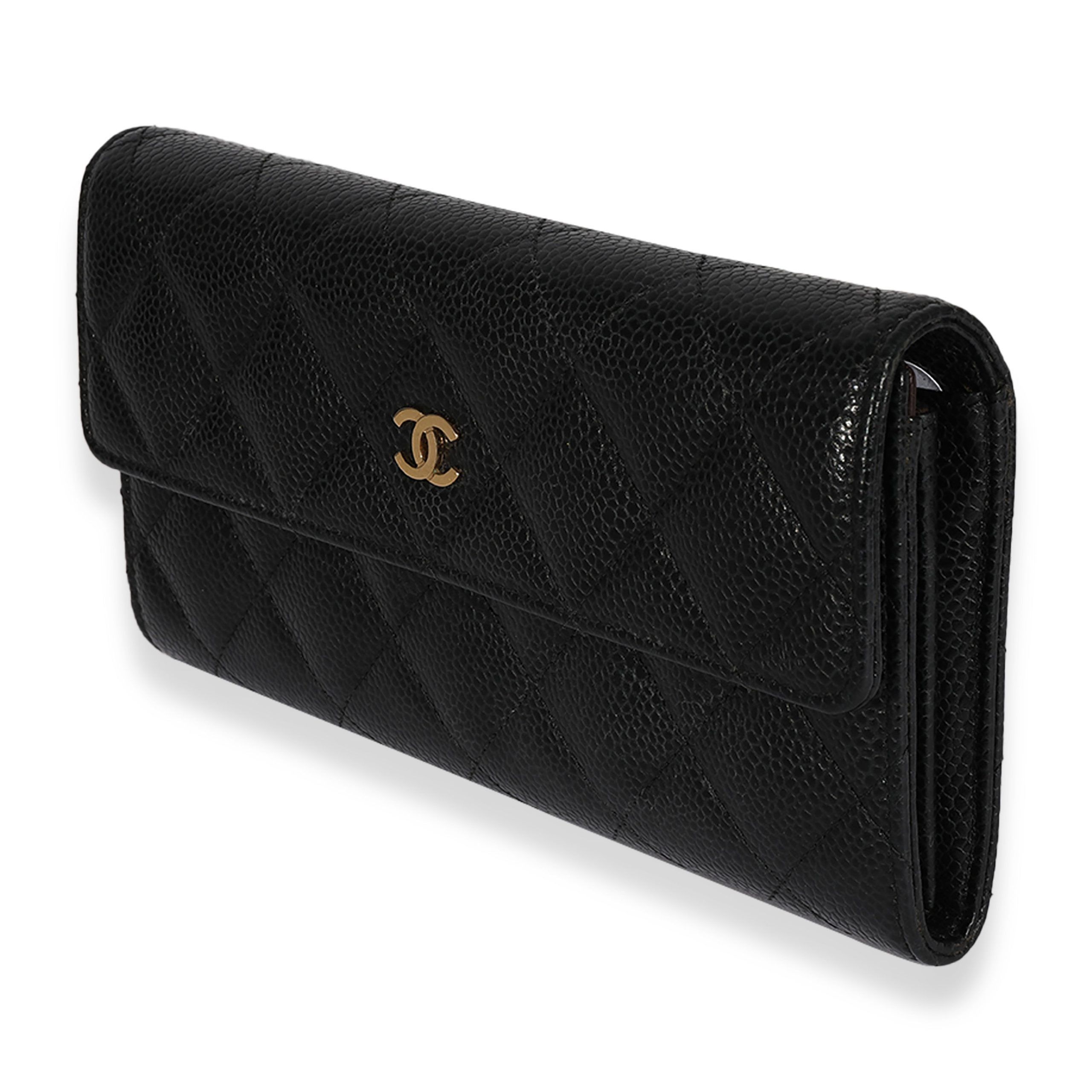 Chanel Chanel Black Quilted Caviar Long Flap Wallet Size ONE SIZE - 2 Thumbnail