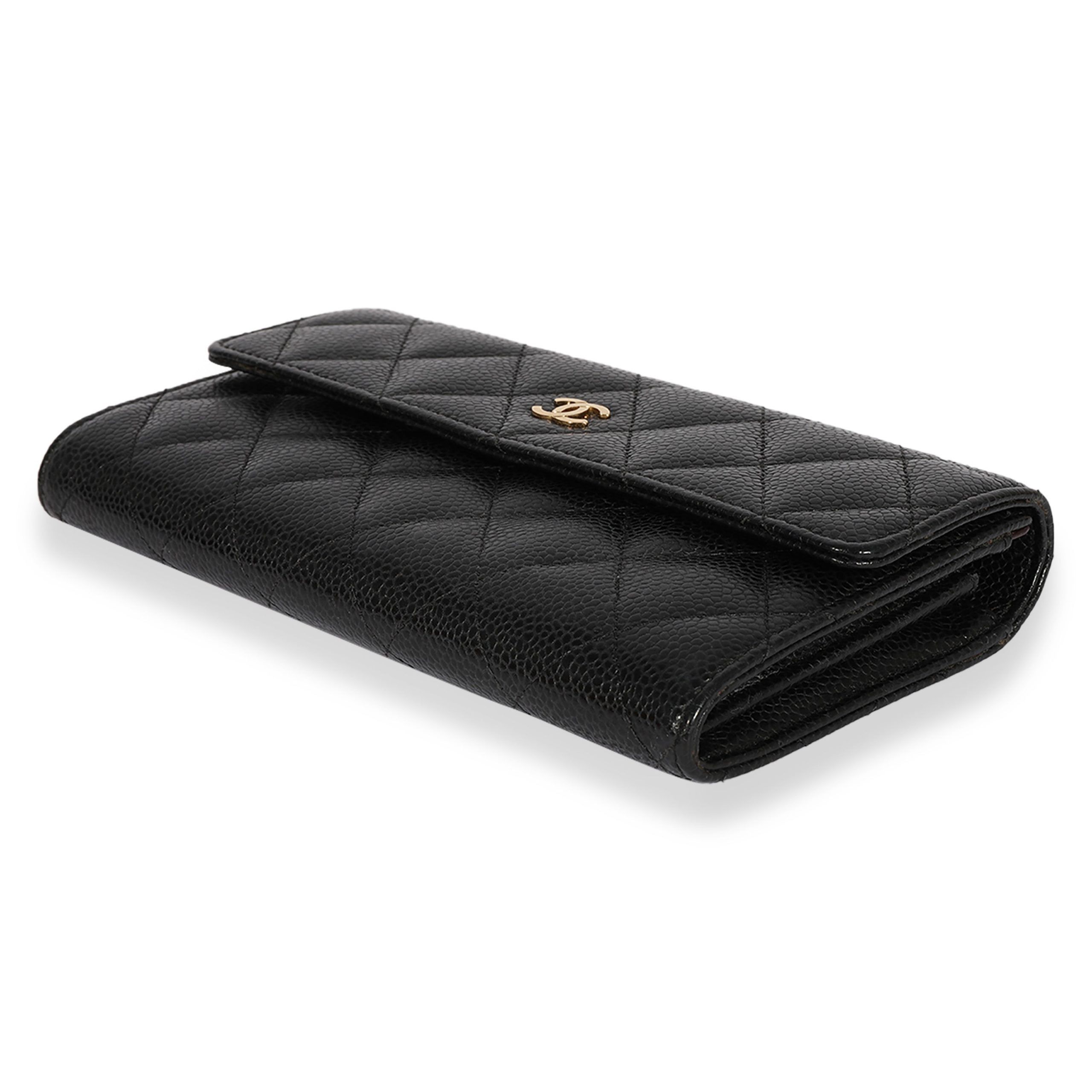 Chanel Chanel Black Quilted Caviar Long Flap Wallet Size ONE SIZE - 7 Thumbnail