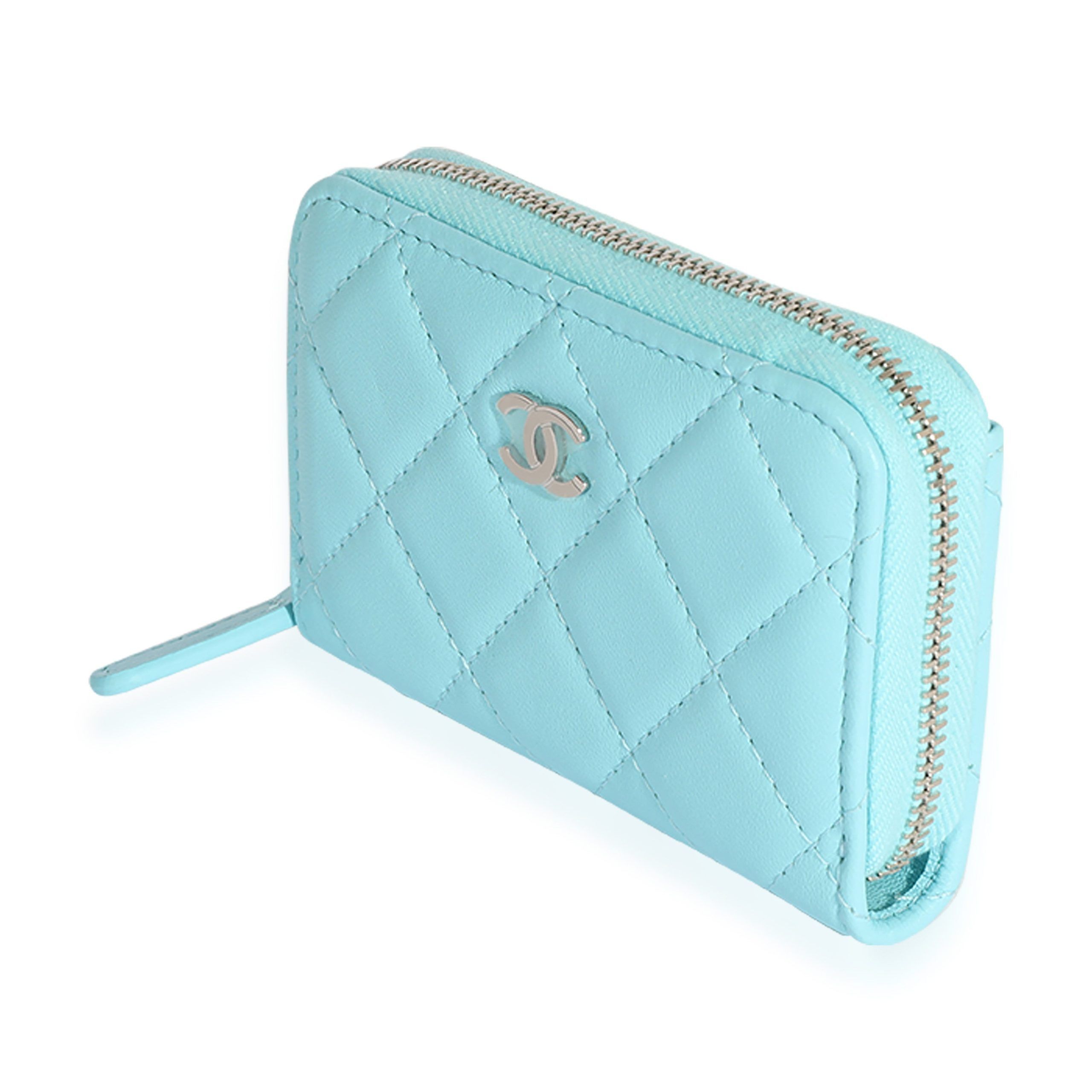 Chanel Chanel Light Blue Quilted Lambskin Zippy Card Holder Wallet Size ONE SIZE - 2 Thumbnail