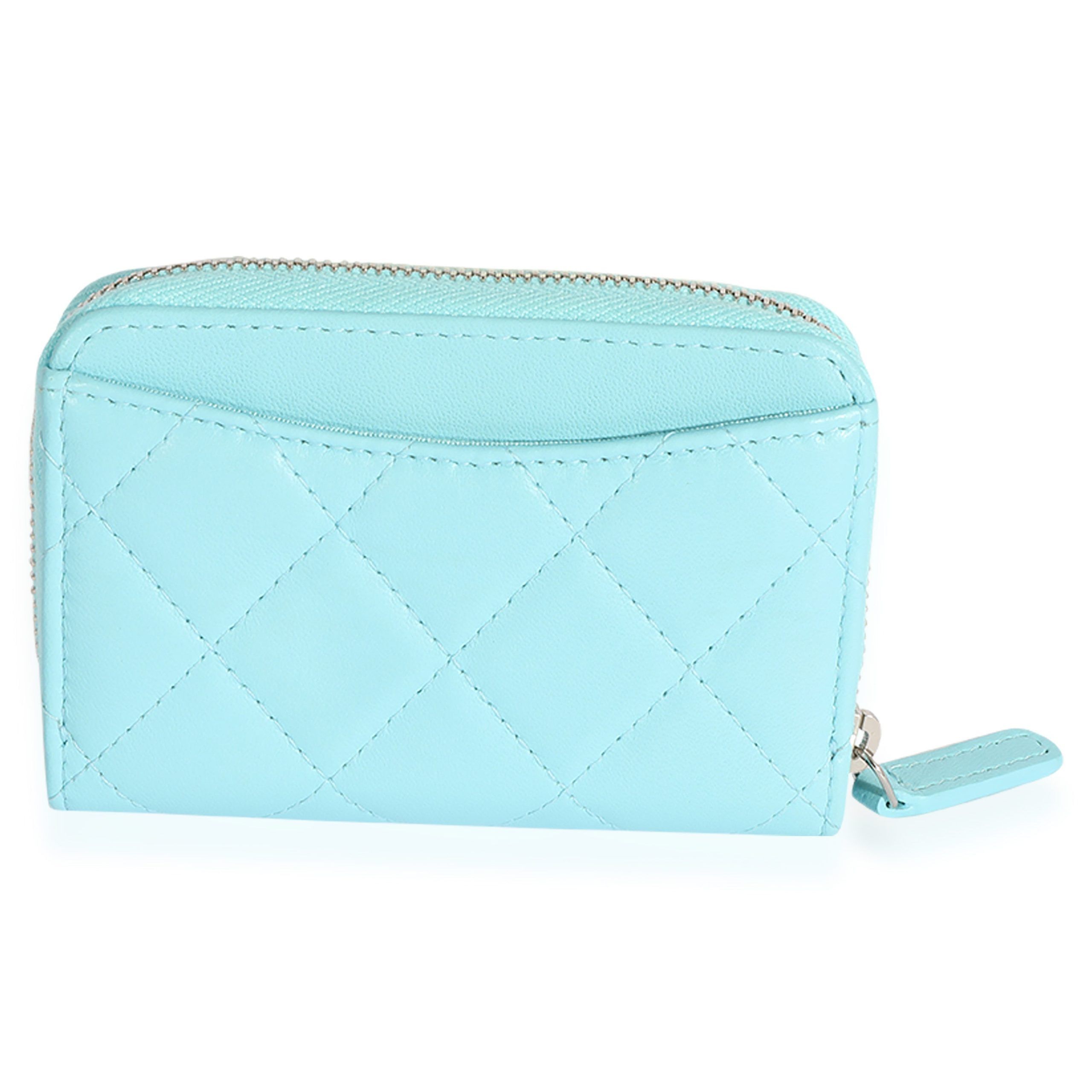 Chanel Chanel Light Blue Quilted Lambskin Zippy Card Holder Wallet Size ONE SIZE - 3 Thumbnail