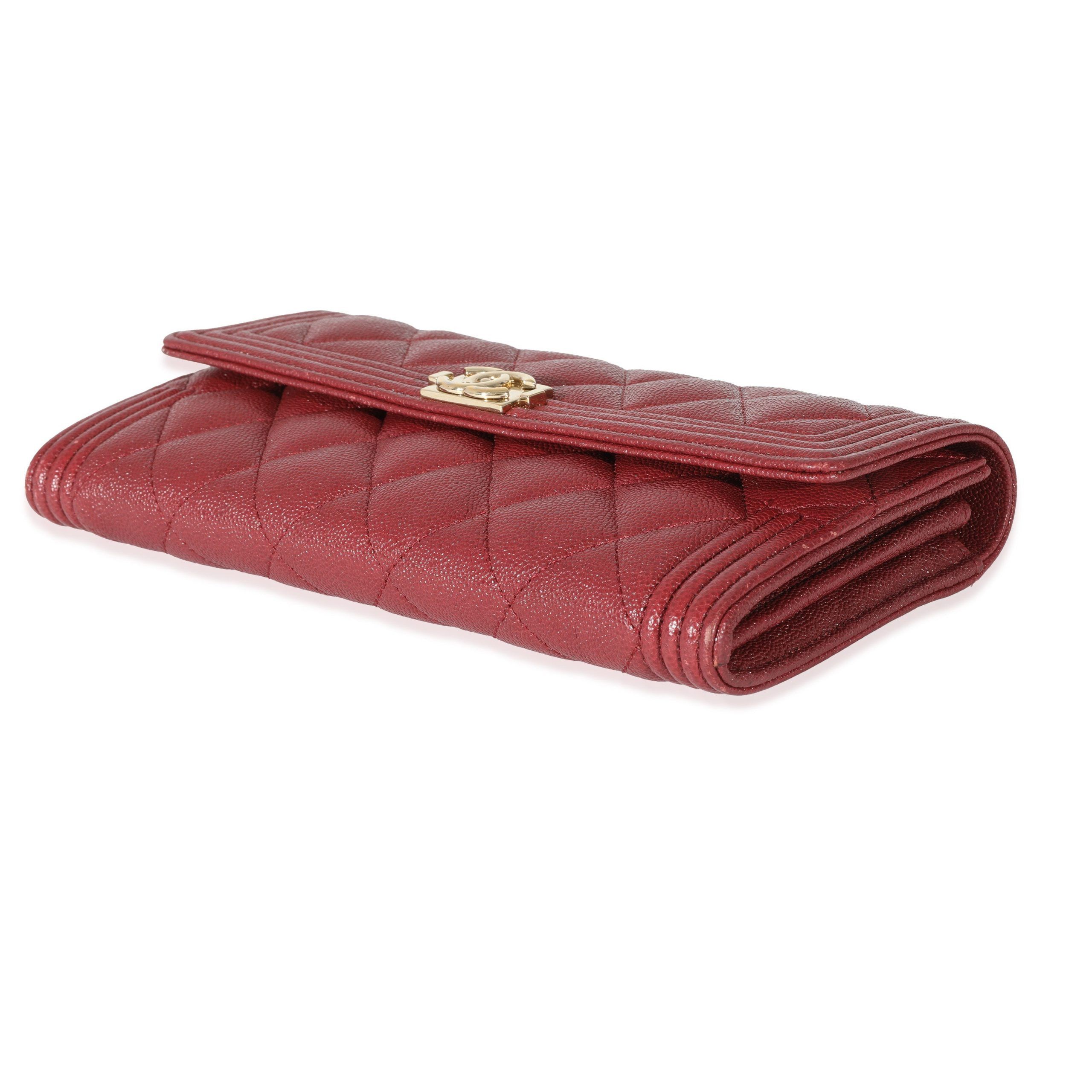 Chanel Chanel Burgundy Quilted Caviar Boy Flap Wallet Size ONE SIZE - 7 Thumbnail