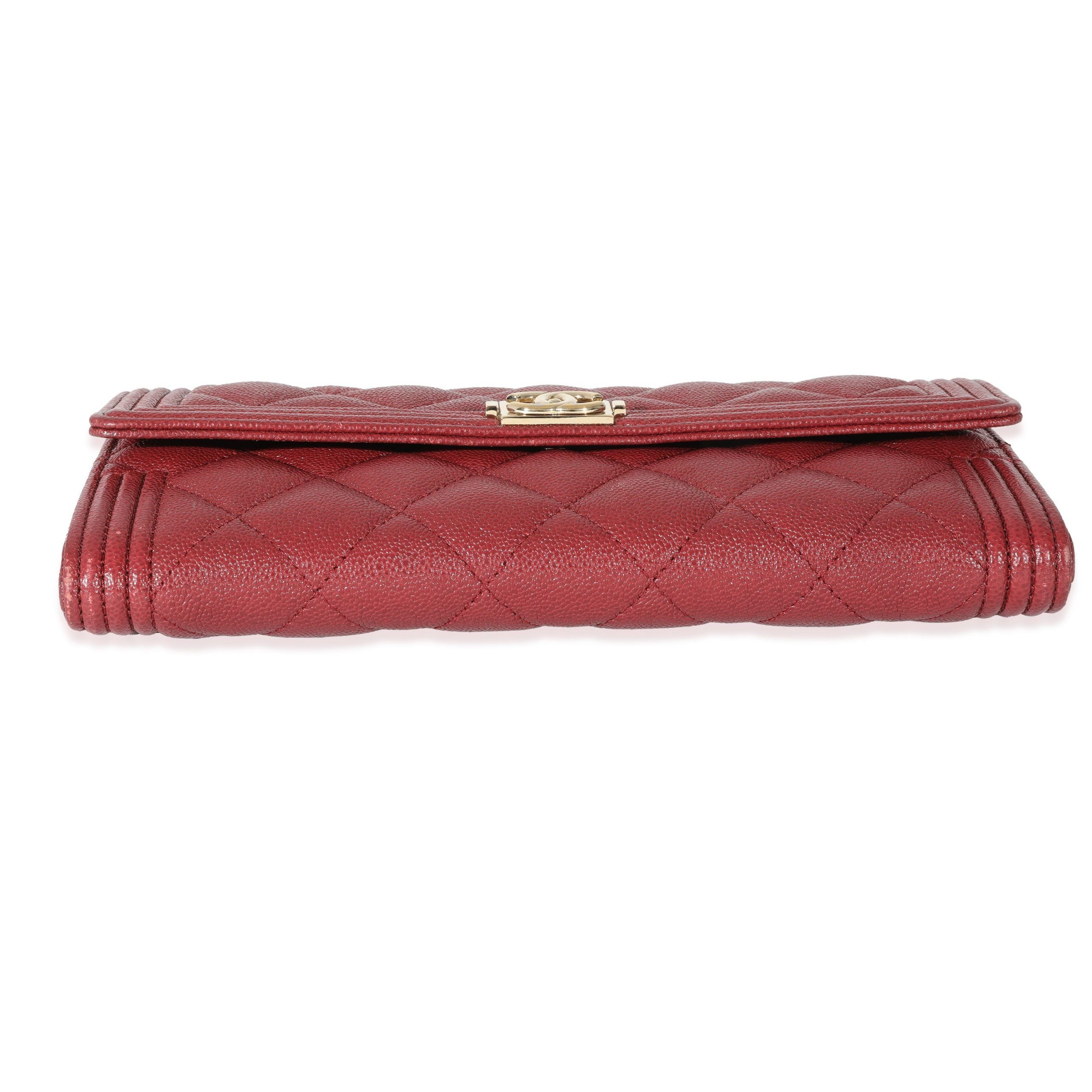 Chanel Chanel Burgundy Quilted Caviar Boy Flap Wallet Size ONE SIZE - 5 Thumbnail
