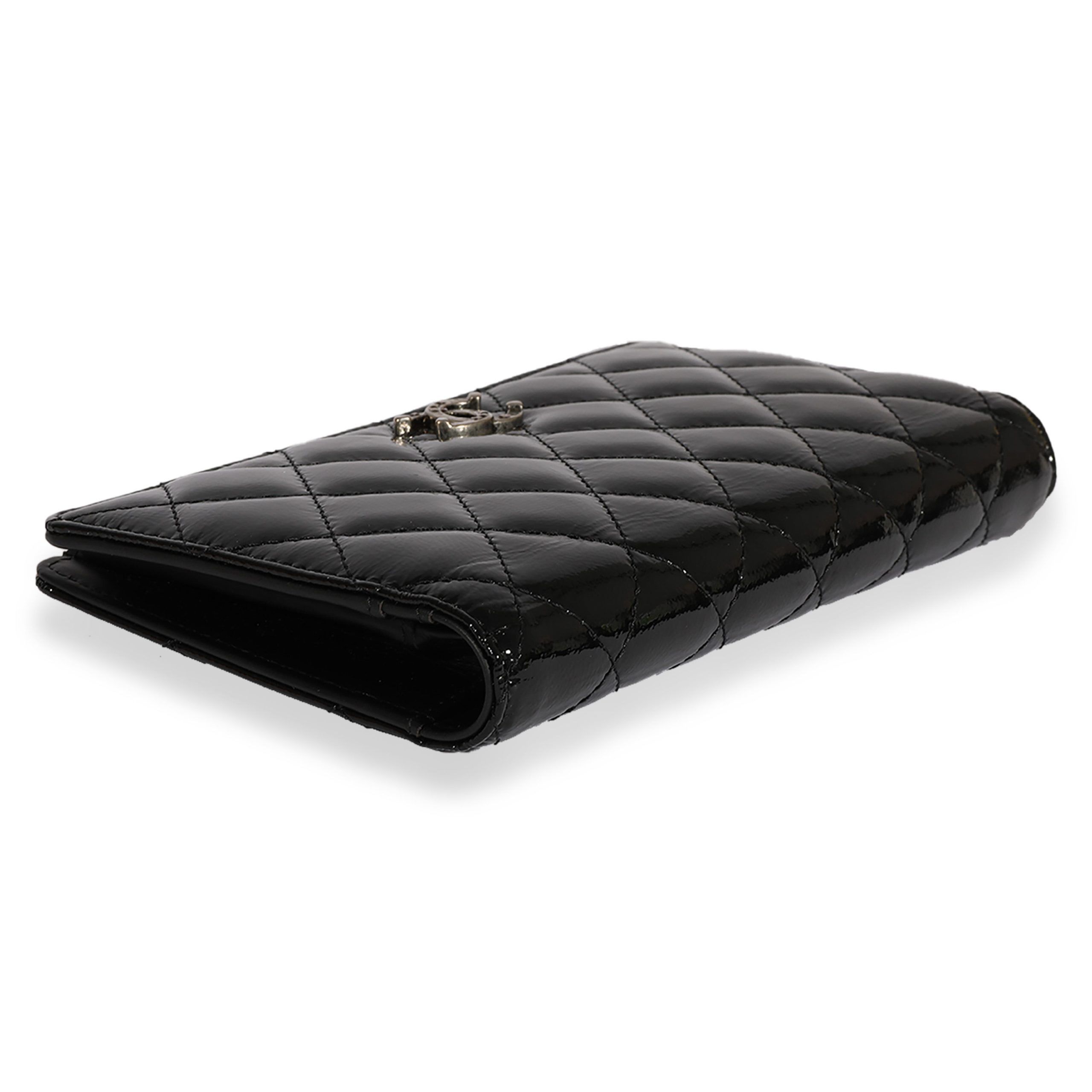 Chanel Chanel Black Quilted Patent Leather Yen Wallet Size ONE SIZE - 4 Thumbnail