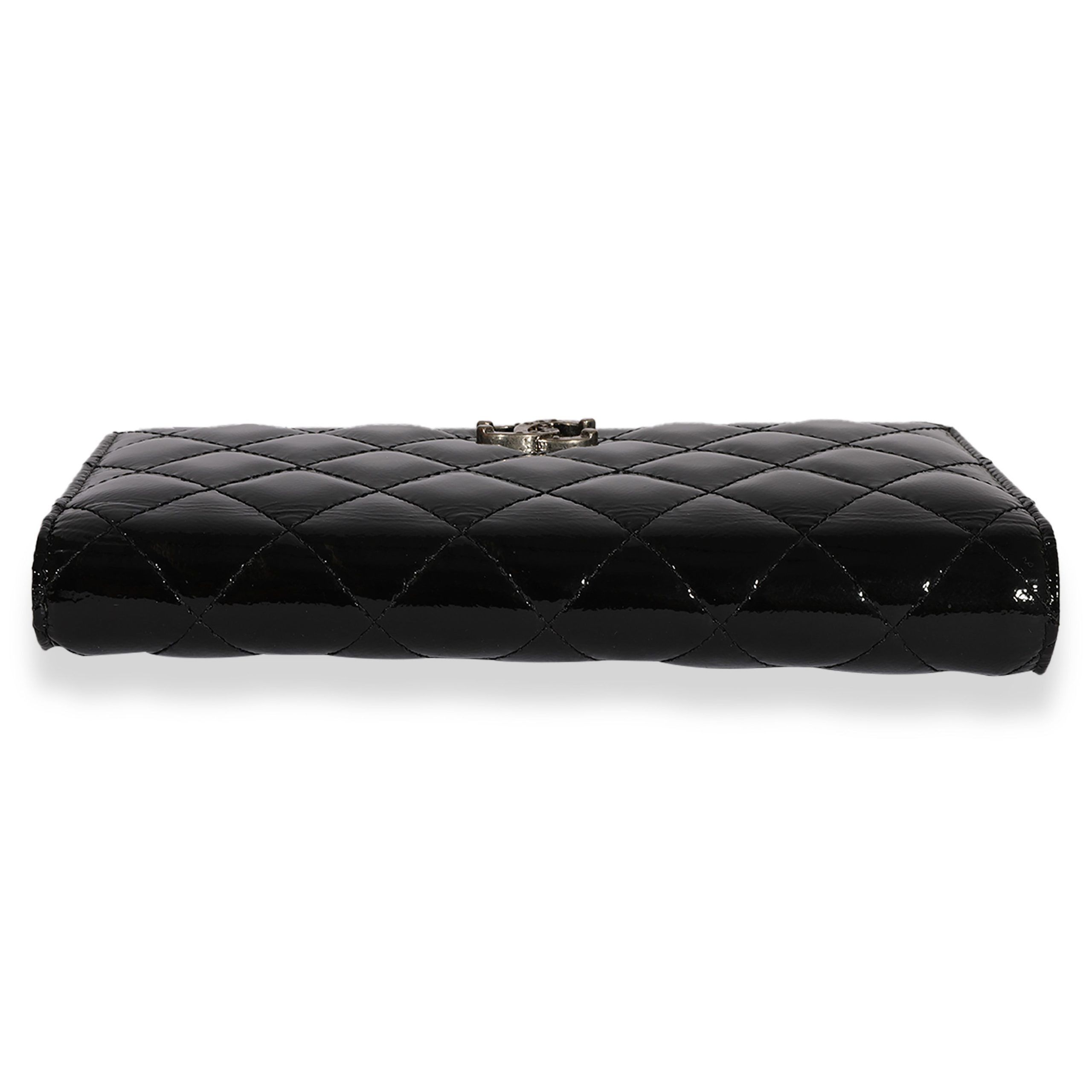 Chanel Chanel Black Quilted Patent Leather Yen Wallet Size ONE SIZE - 7 Thumbnail