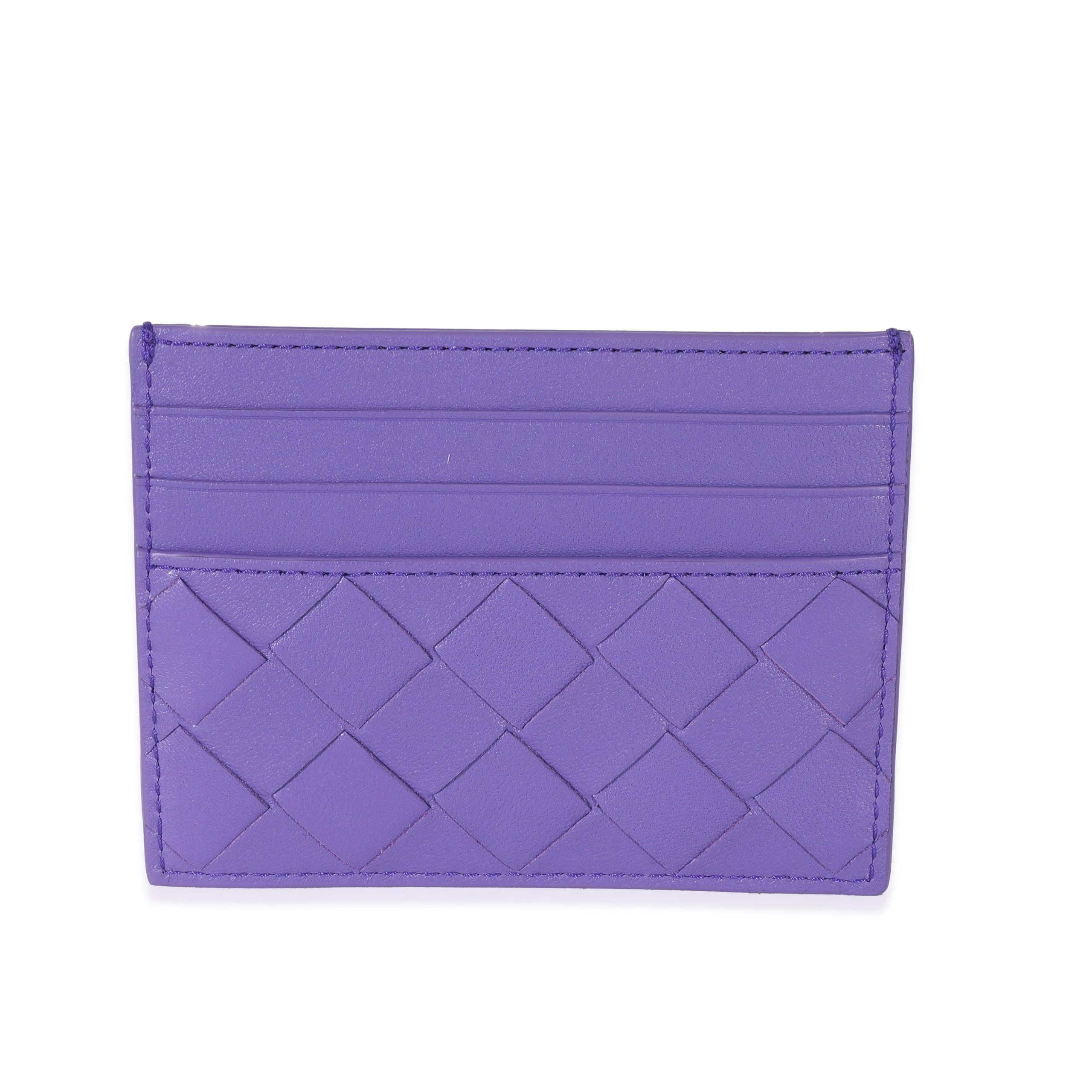 Bottega Veneta Bottega Veneta Purple Intrecciato Lambskin Credit Card Case Size ONE SIZE - 3 Thumbnail
