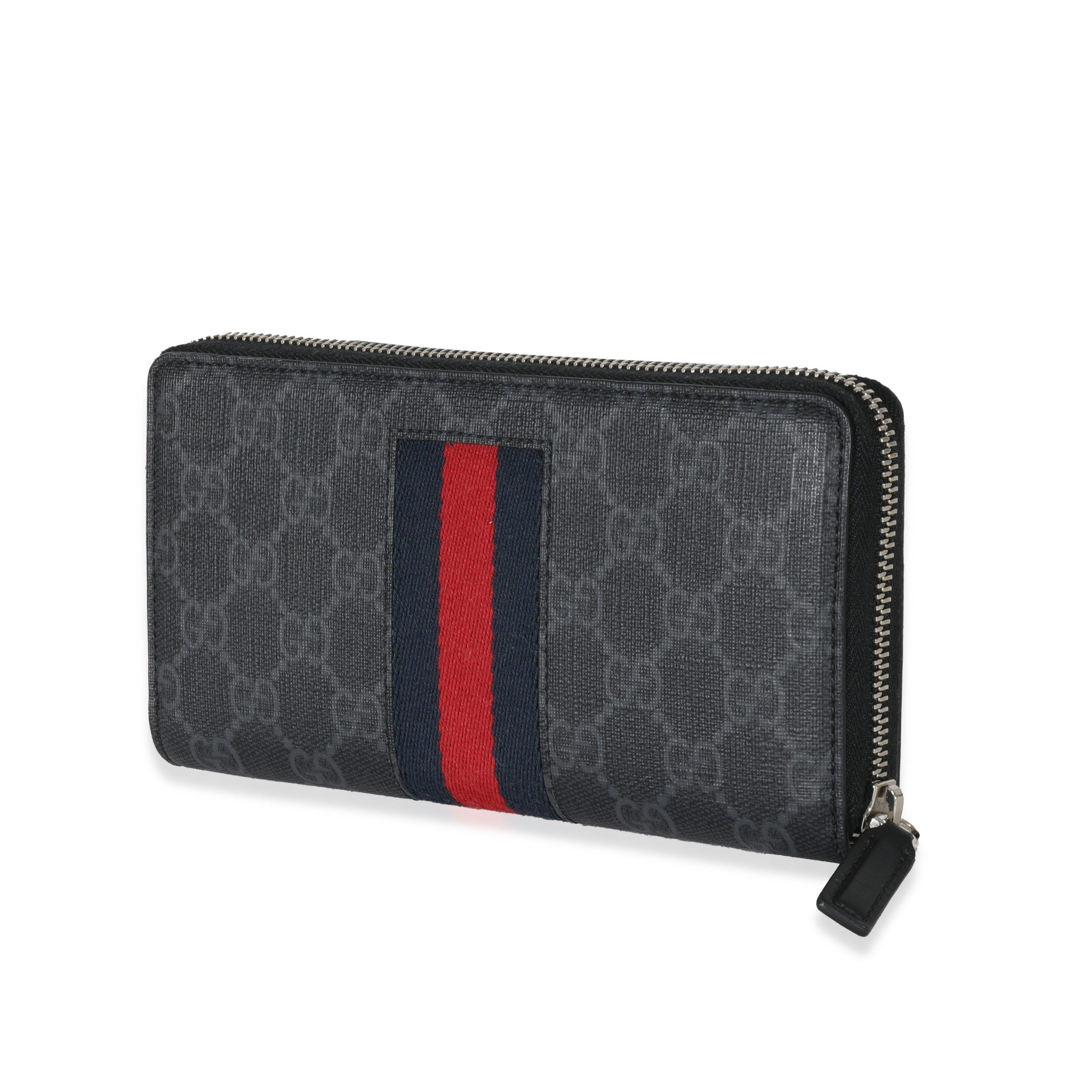 Gucci Gucci Black Canvas GG Supreme Web Zip Around Wallet Size ONE SIZE - 2 Thumbnail