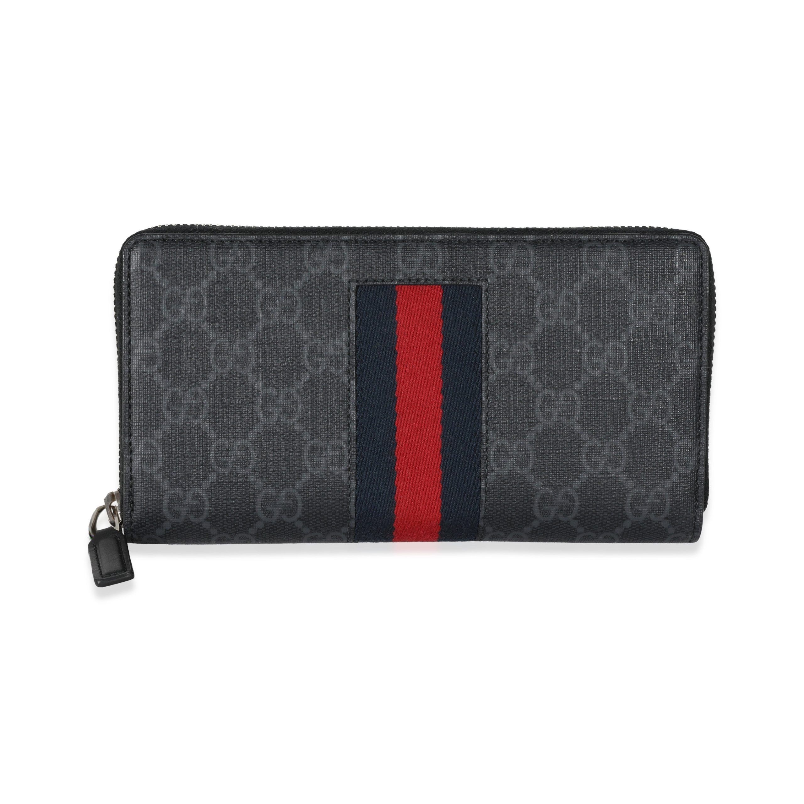 Gucci Gucci Black Canvas GG Supreme Web Zip Around Wallet Size ONE SIZE - 3 Thumbnail
