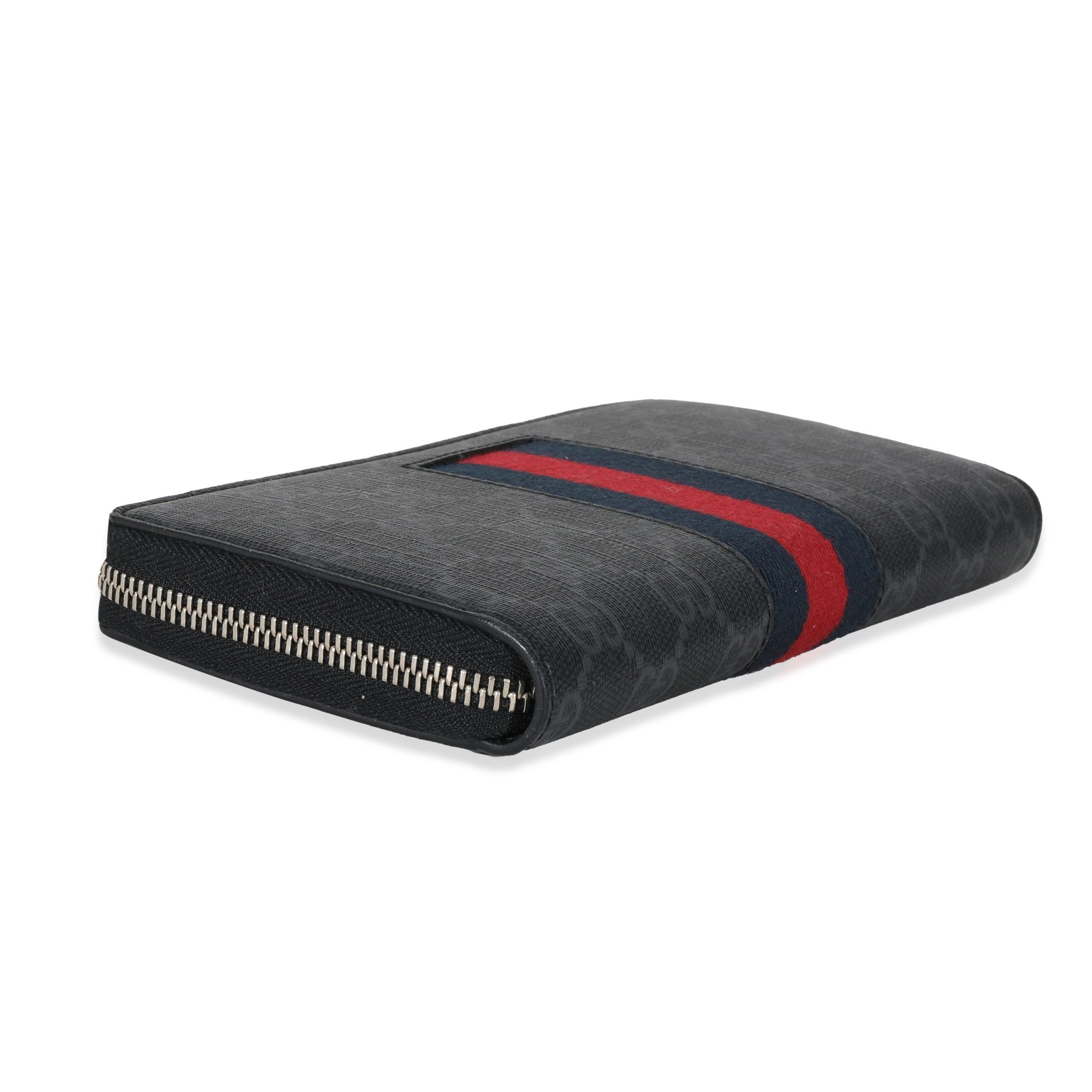 Gucci Gucci Black Canvas GG Supreme Web Zip Around Wallet Size ONE SIZE - 6 Thumbnail