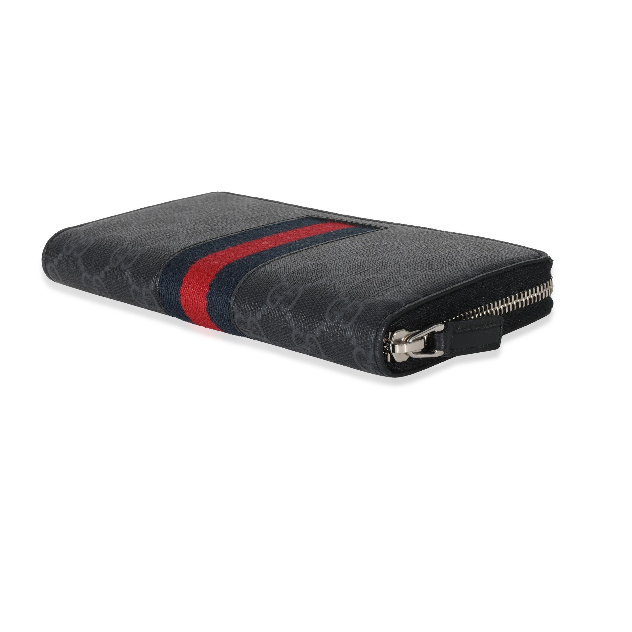 Gucci Gucci Black Canvas GG Supreme Web Zip Around Wallet Size ONE SIZE - 7 Thumbnail