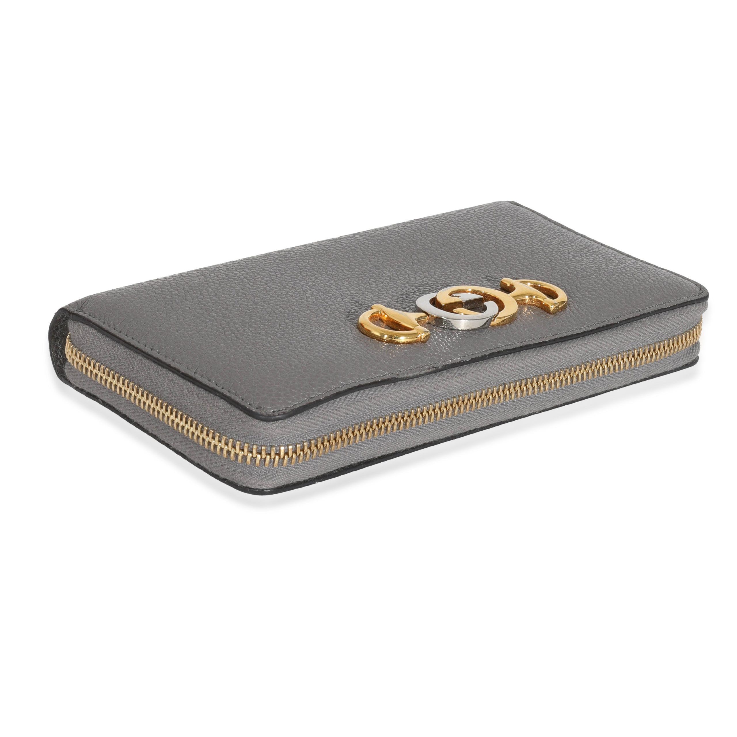 Gucci Gucci Grey Grainy Calfskin Zumi Zip Around Continental Wallet Size ONE SIZE - 5 Thumbnail