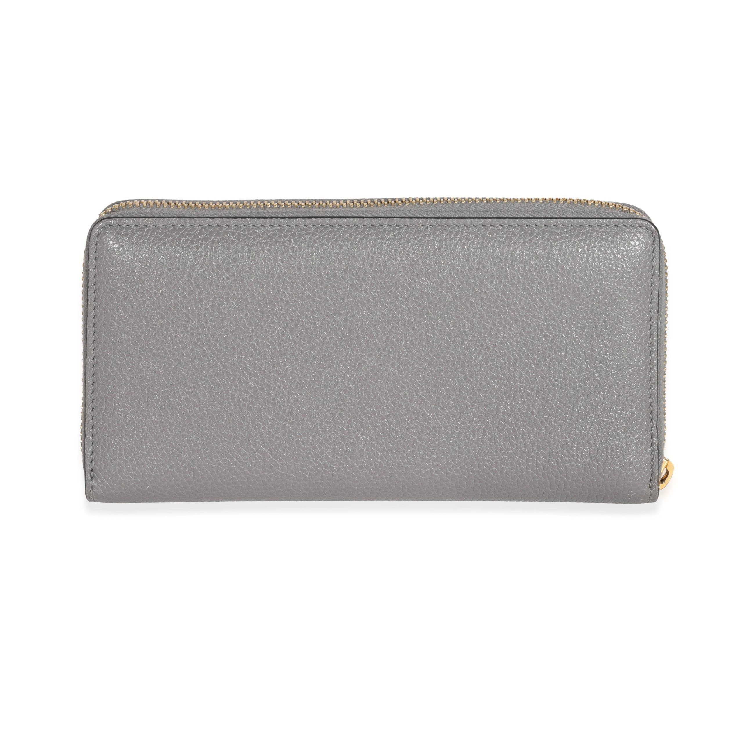 Gucci Gucci Grey Grainy Calfskin Zumi Zip Around Continental Wallet Size ONE SIZE - 3 Thumbnail