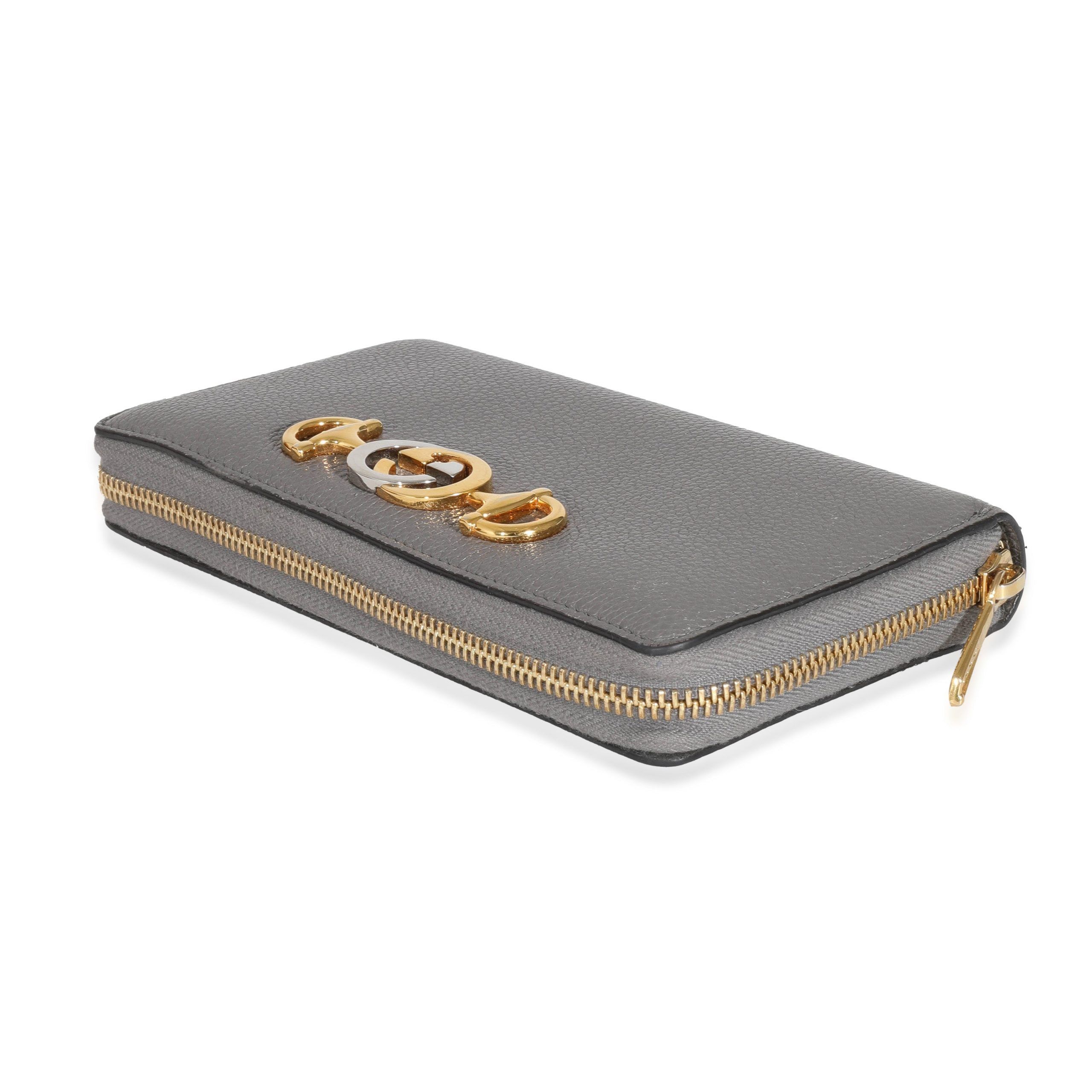 Gucci Gucci Grey Grainy Calfskin Zumi Zip Around Continental Wallet Size ONE SIZE - 6 Thumbnail