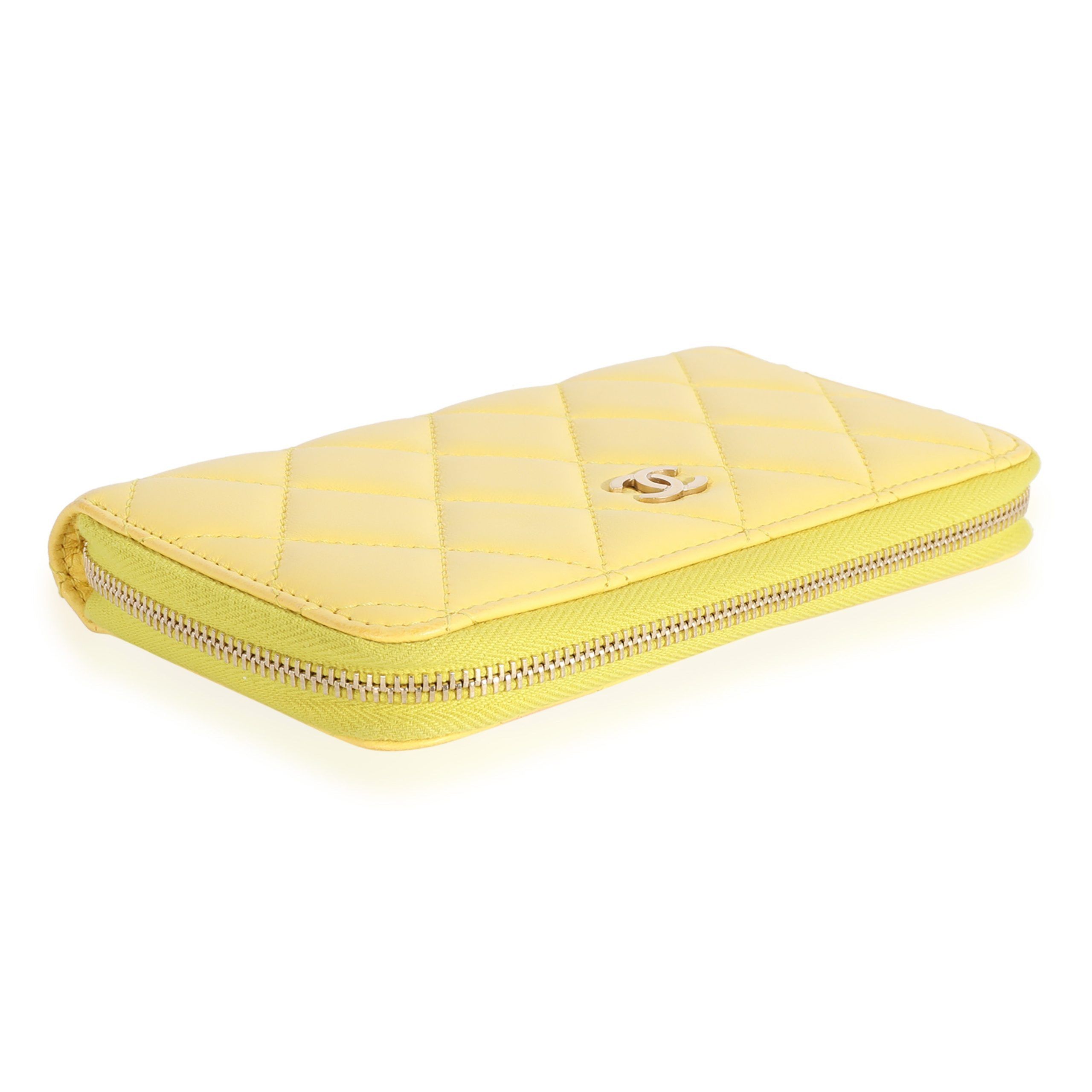 Chanel Chanel Yellow Quilted Lambskin Medium Zip-Around Wallet Size ONE SIZE - 4 Thumbnail
