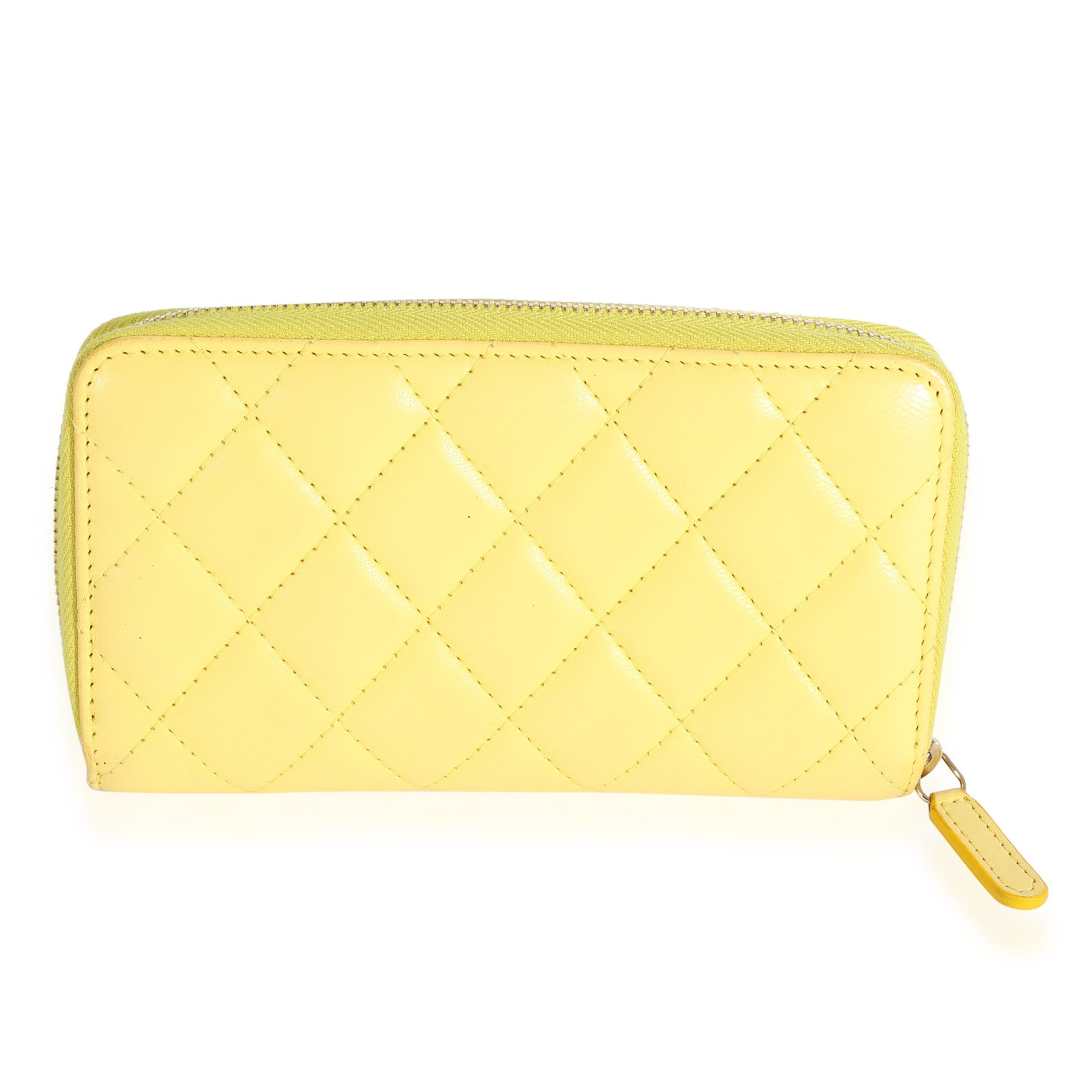 Chanel Chanel Yellow Quilted Lambskin Medium Zip-Around Wallet Size ONE SIZE - 3 Thumbnail