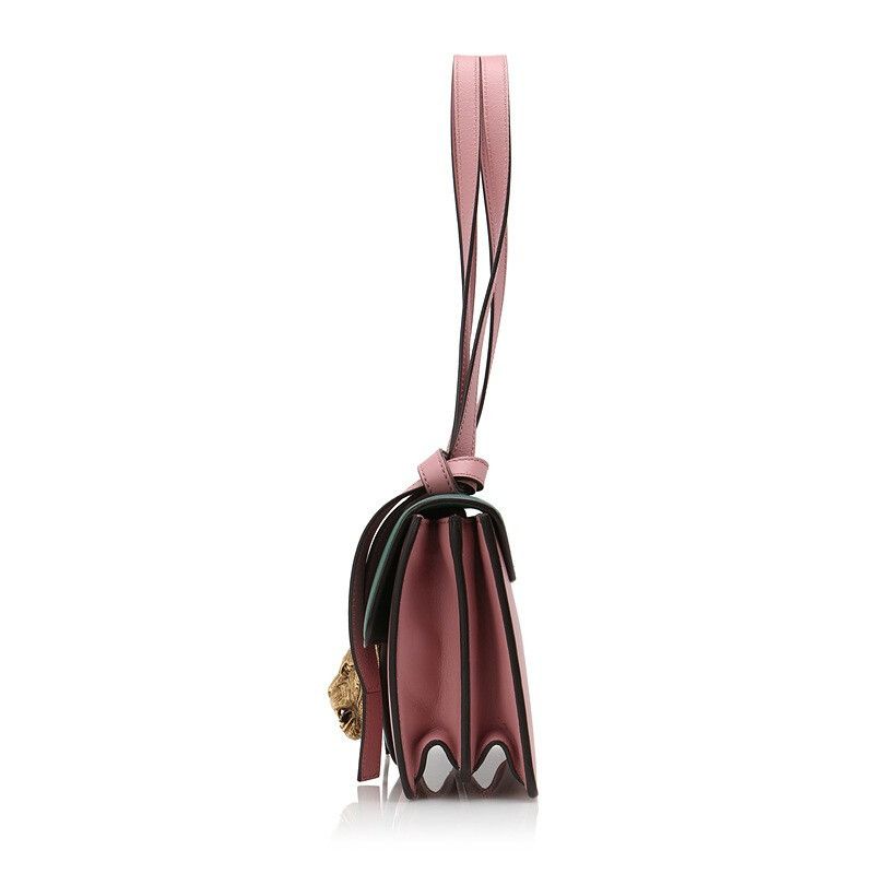 Gucci GUCCI Animalier Tiger Head Claps Pink Green Calfskin Leather Bag Size ONE SIZE - 5 Thumbnail