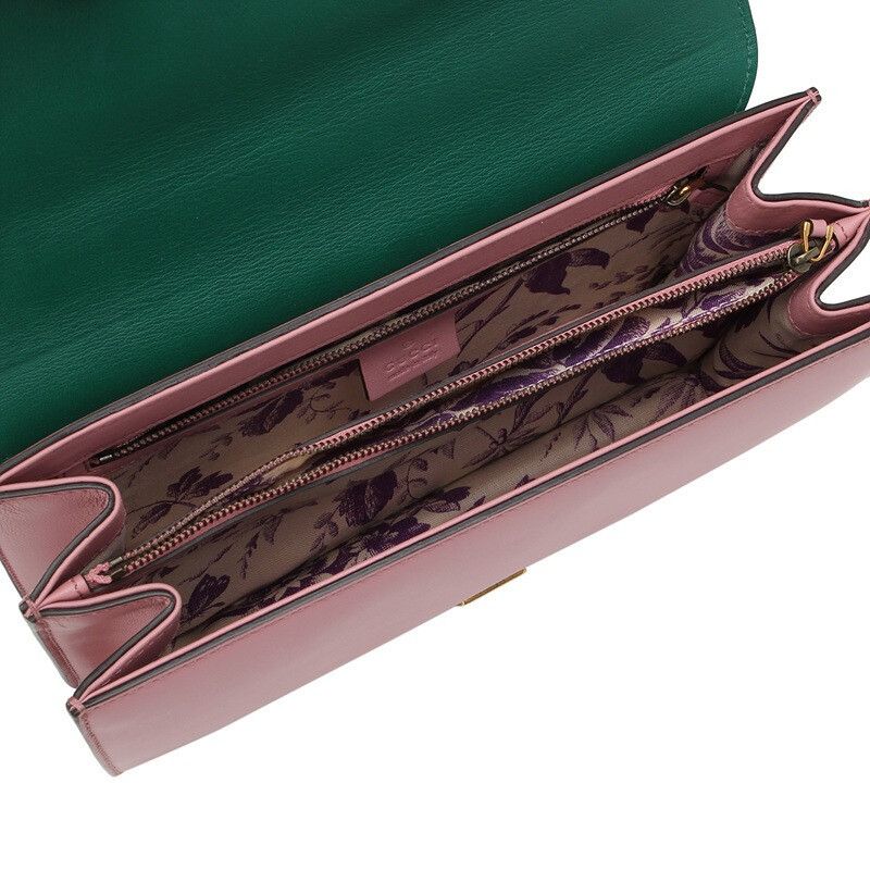 Gucci GUCCI Animalier Tiger Head Claps Pink Green Calfskin Leather Bag Size ONE SIZE - 3 Thumbnail