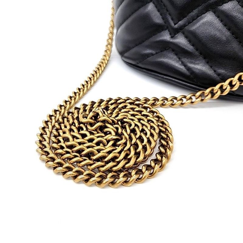 Gucci GUCCI GG Marmont Matelasse Bucket Bag Mini Black Leather Size ONE SIZE - 4 Thumbnail