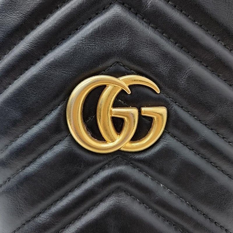 Gucci GUCCI GG Marmont Matelasse Bucket Bag Mini Black Leather Size ONE SIZE - 3 Thumbnail