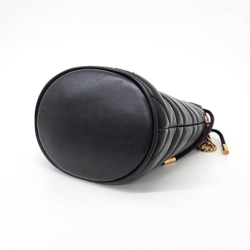 Gucci GUCCI GG Marmont Matelasse Bucket Bag Mini Black Leather Size ONE SIZE - 5 Thumbnail