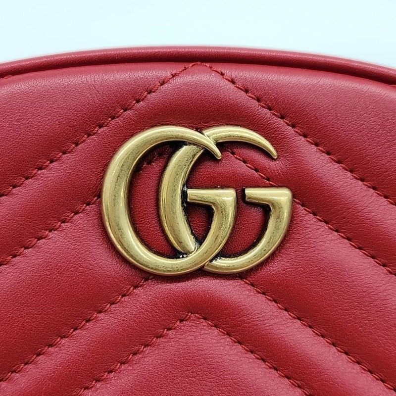 Gucci GUCCI GG Marmont Waist bag 476434 leather Red Size ONE SIZE - 3 Thumbnail