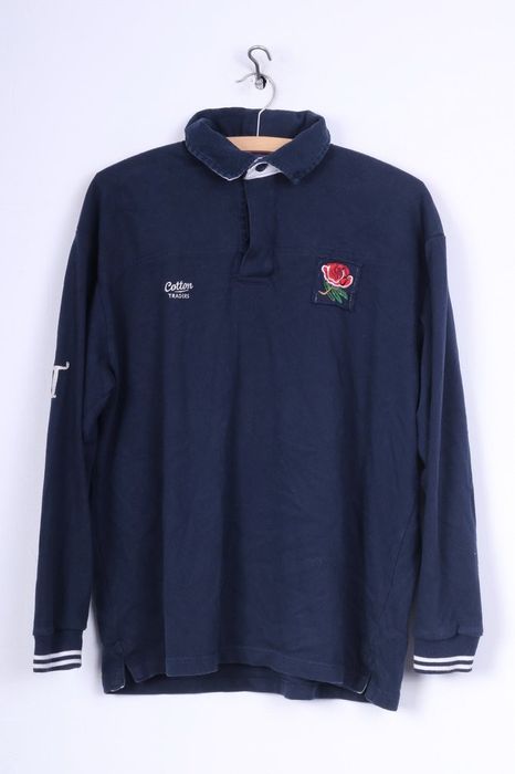 Cotton Traders Cotton Traders England National Rugby Union Mens L Polo  Shirt Long Sleeve Navy Cotton 0690