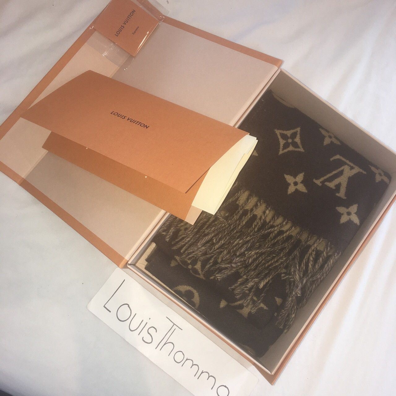 Louis Vuitton × Supreme Brown Monogram Scarf 🧣 Size ONE SIZE - 4 Thumbnail