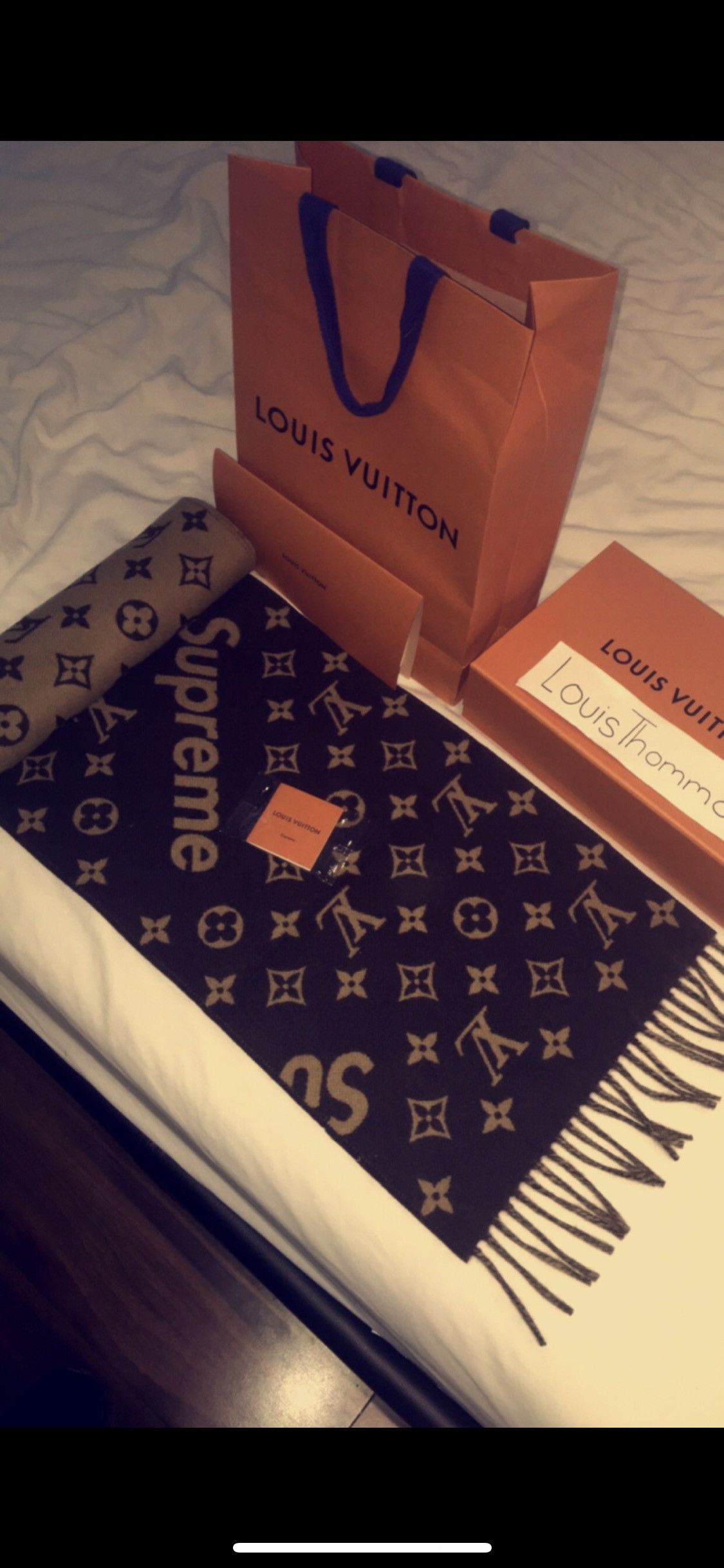 Louis Vuitton × Supreme Brown Monogram Scarf 🧣 Size ONE SIZE - 2 Thumbnail
