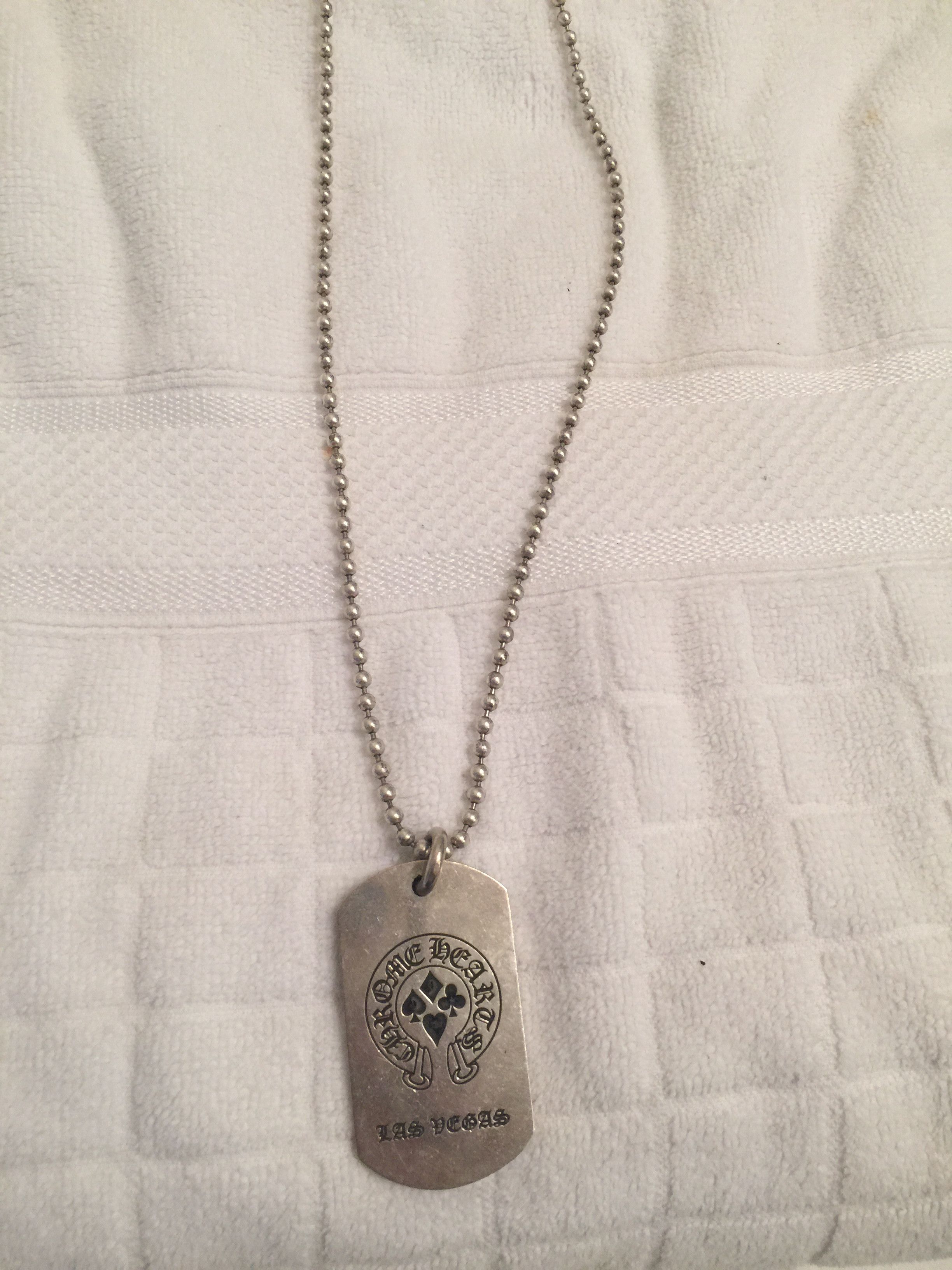 Authentic Chrome Hearts Sterling Dog Tag Necklace with Ball Chain