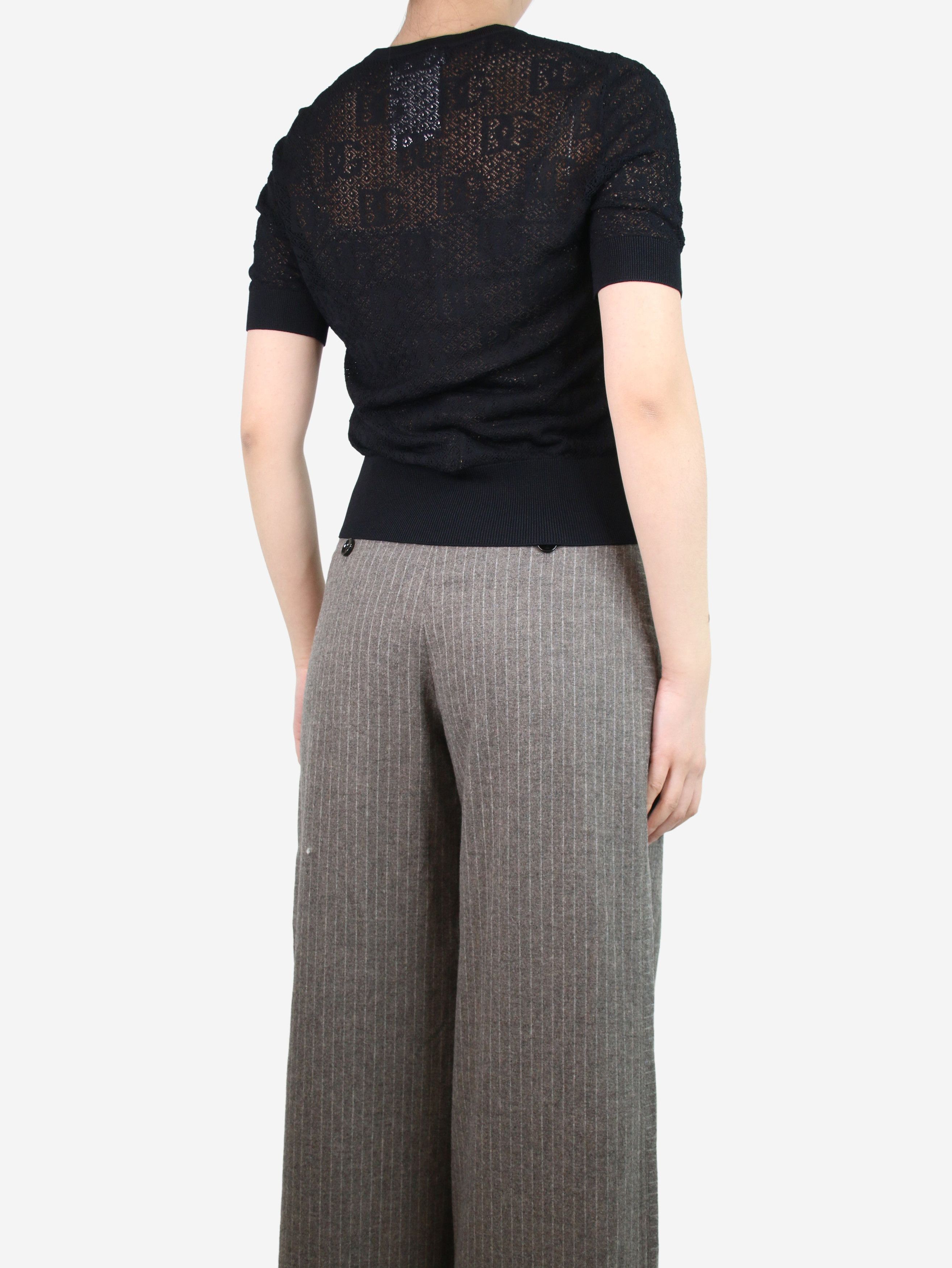 Black lace logo top - size UK 10