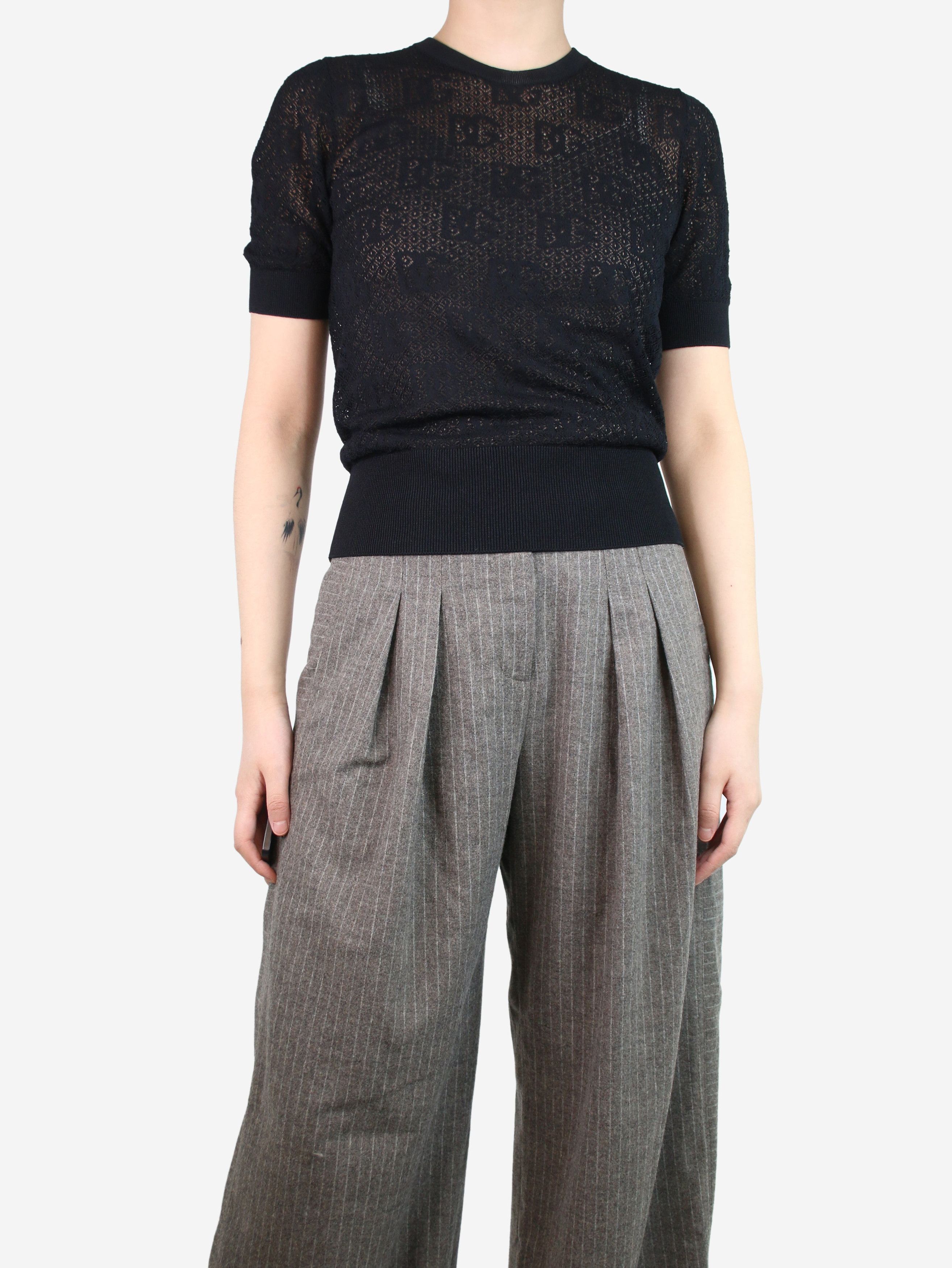 Black lace logo top - size UK 10