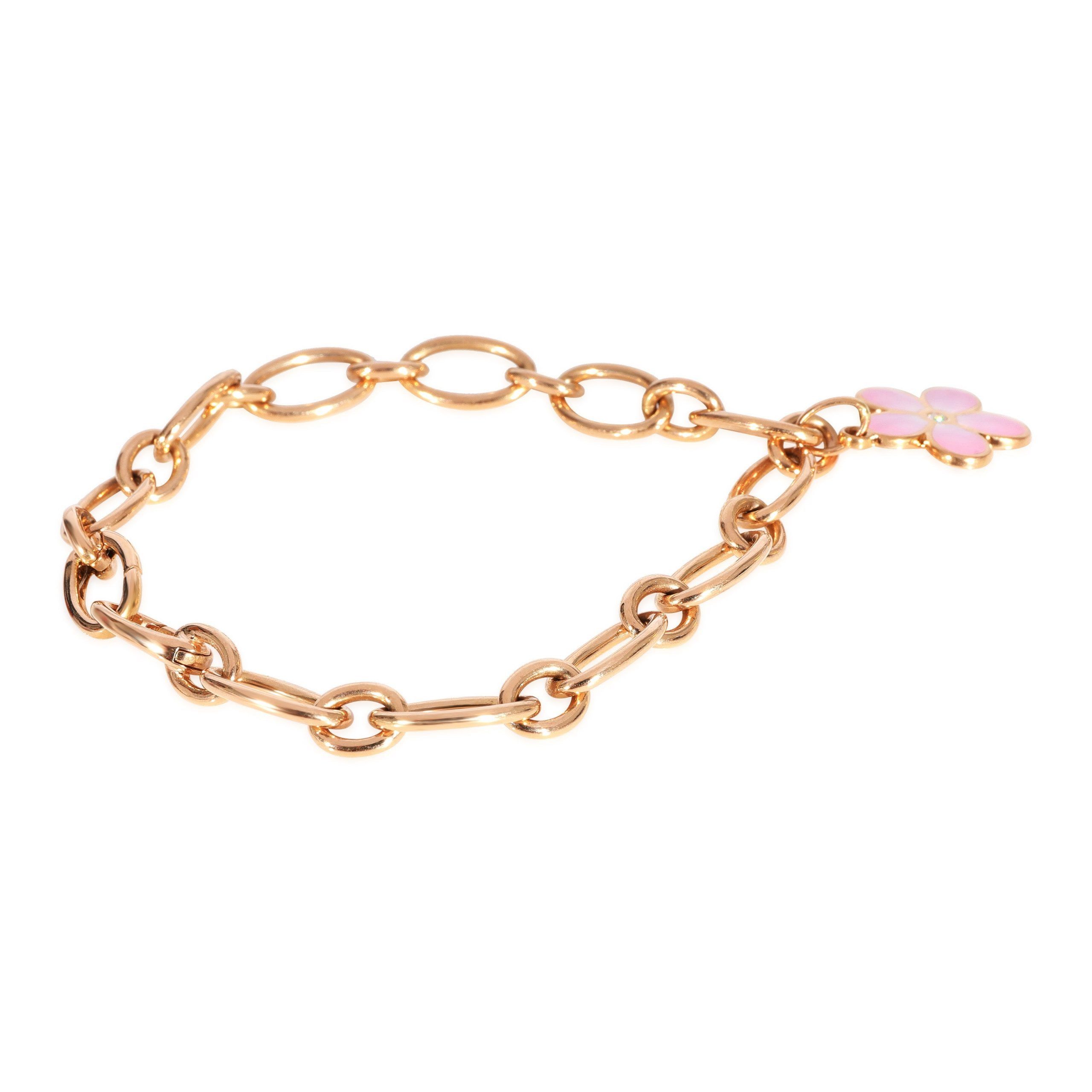 Tiffany & Co. Tiffany & Co. Oval Link Flower Charm Bracelet in 18k Rose Gold, 0.02 Ctw Size ONE SIZE - 2 Thumbnail