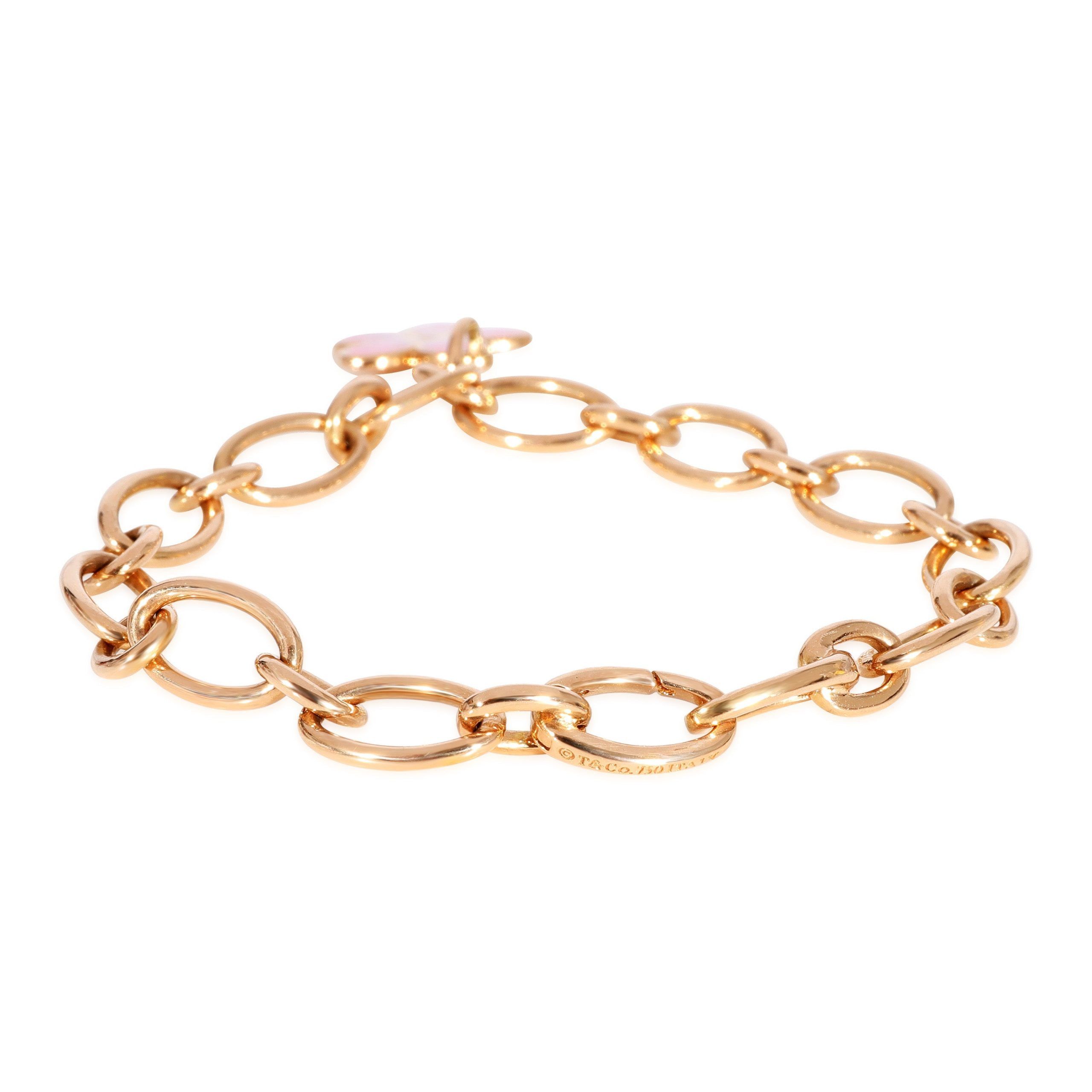 Tiffany & Co. Tiffany & Co. Oval Link Flower Charm Bracelet in 18k Rose Gold, 0.02 Ctw Size ONE SIZE - 4 Thumbnail