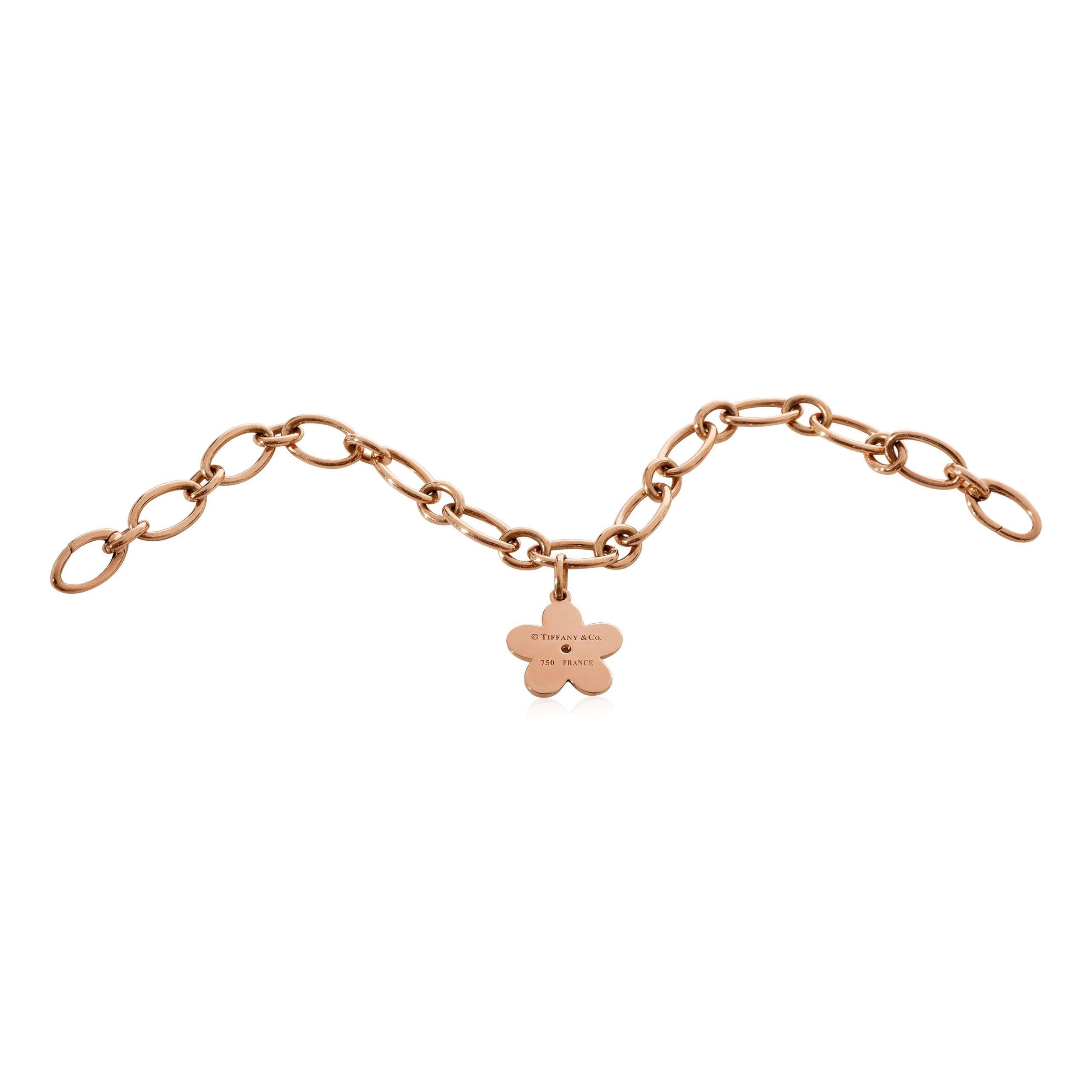 Tiffany & Co. Tiffany & Co. Oval Link Flower Charm Bracelet in 18k Rose Gold, 0.02 Ctw Size ONE SIZE - 3 Thumbnail