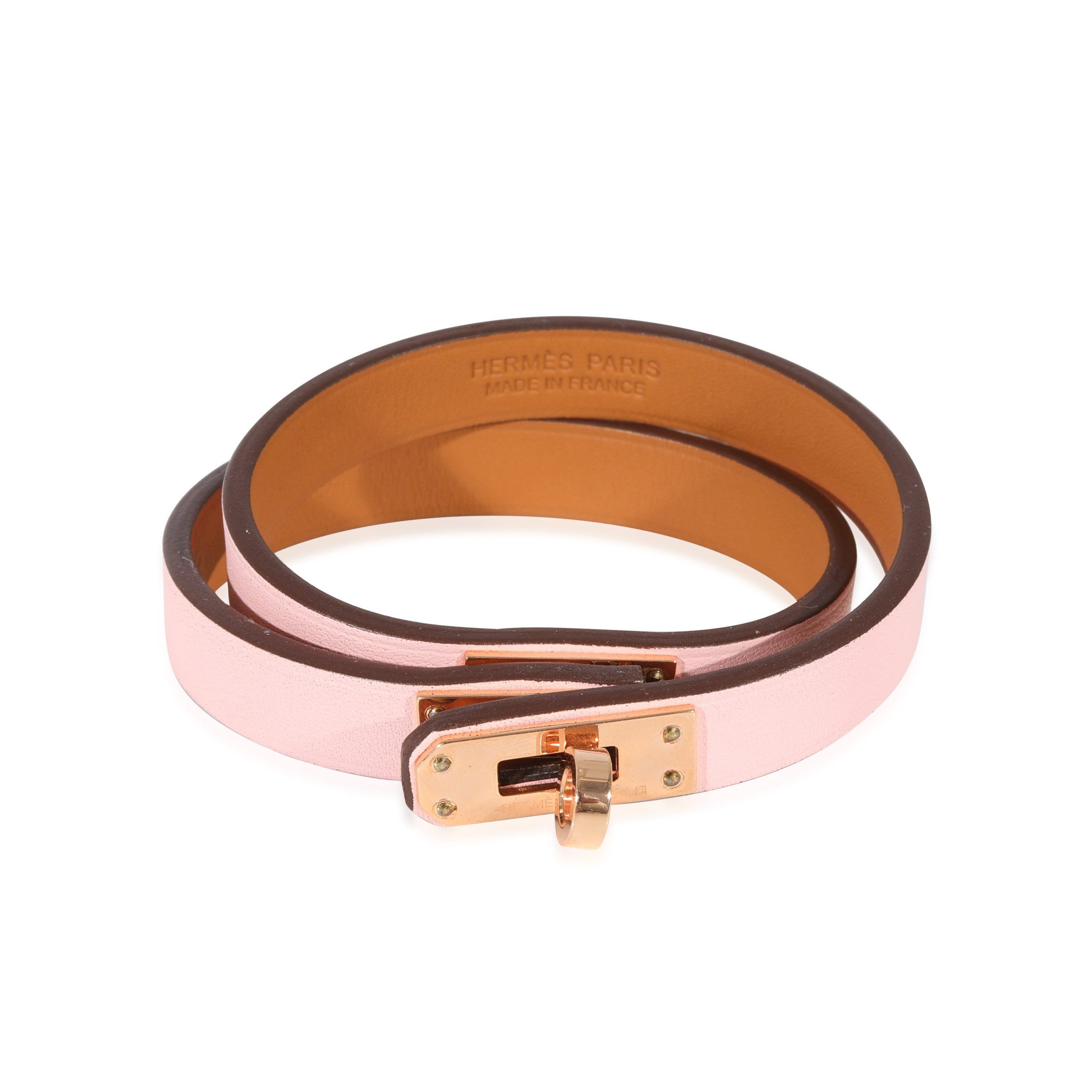 Hermes Hermès Mini Kelly Double Tour Pink Leather Bracelet Size ONE SIZE - 2 Thumbnail
