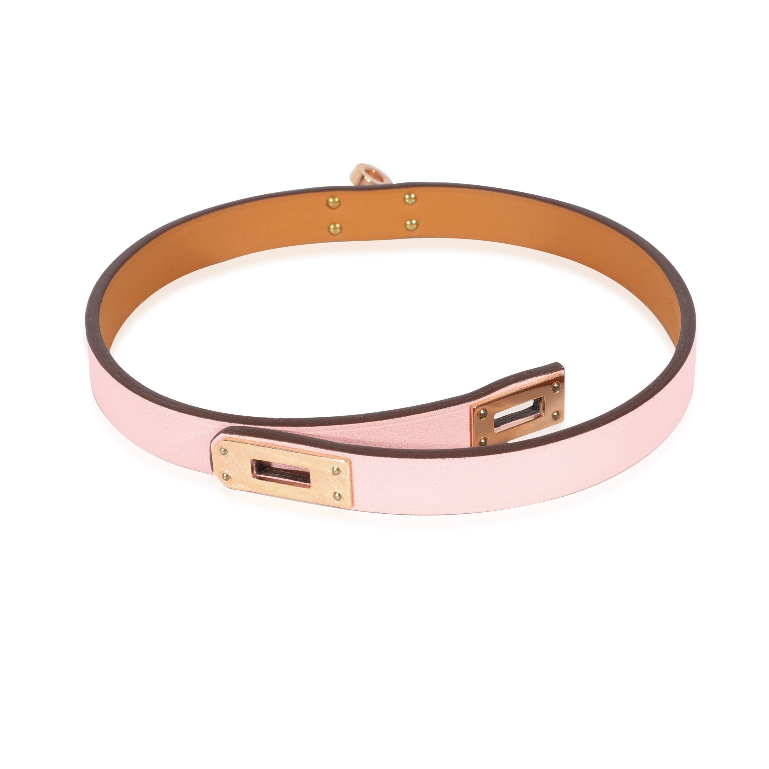 Hermes Hermès Mini Kelly Double Tour Pink Leather Bracelet Size ONE SIZE - 4 Thumbnail