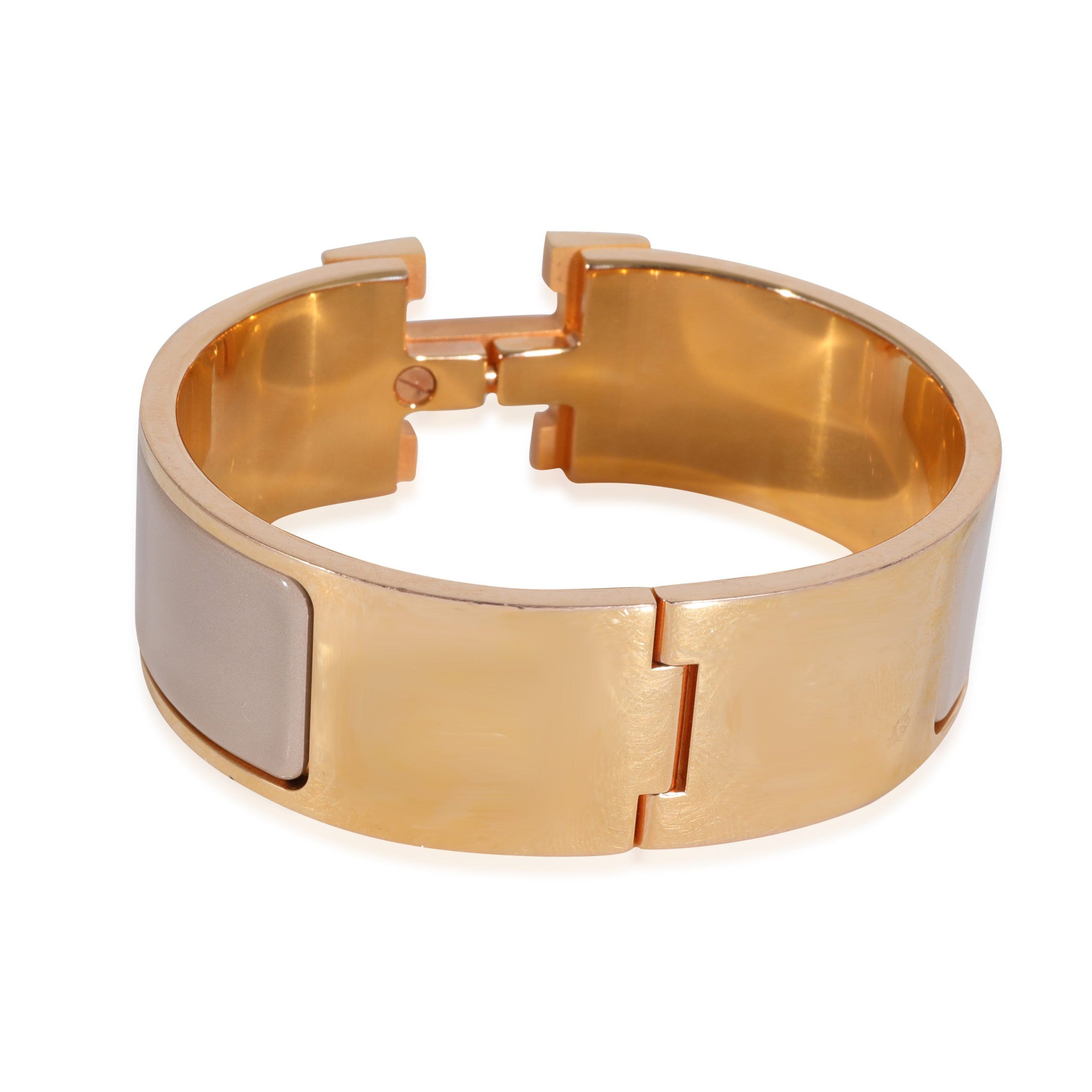 Hermes Hermès Gold Plated Clic Clac H Marron Glacé Bracelet Size ONE SIZE - 4 Thumbnail
