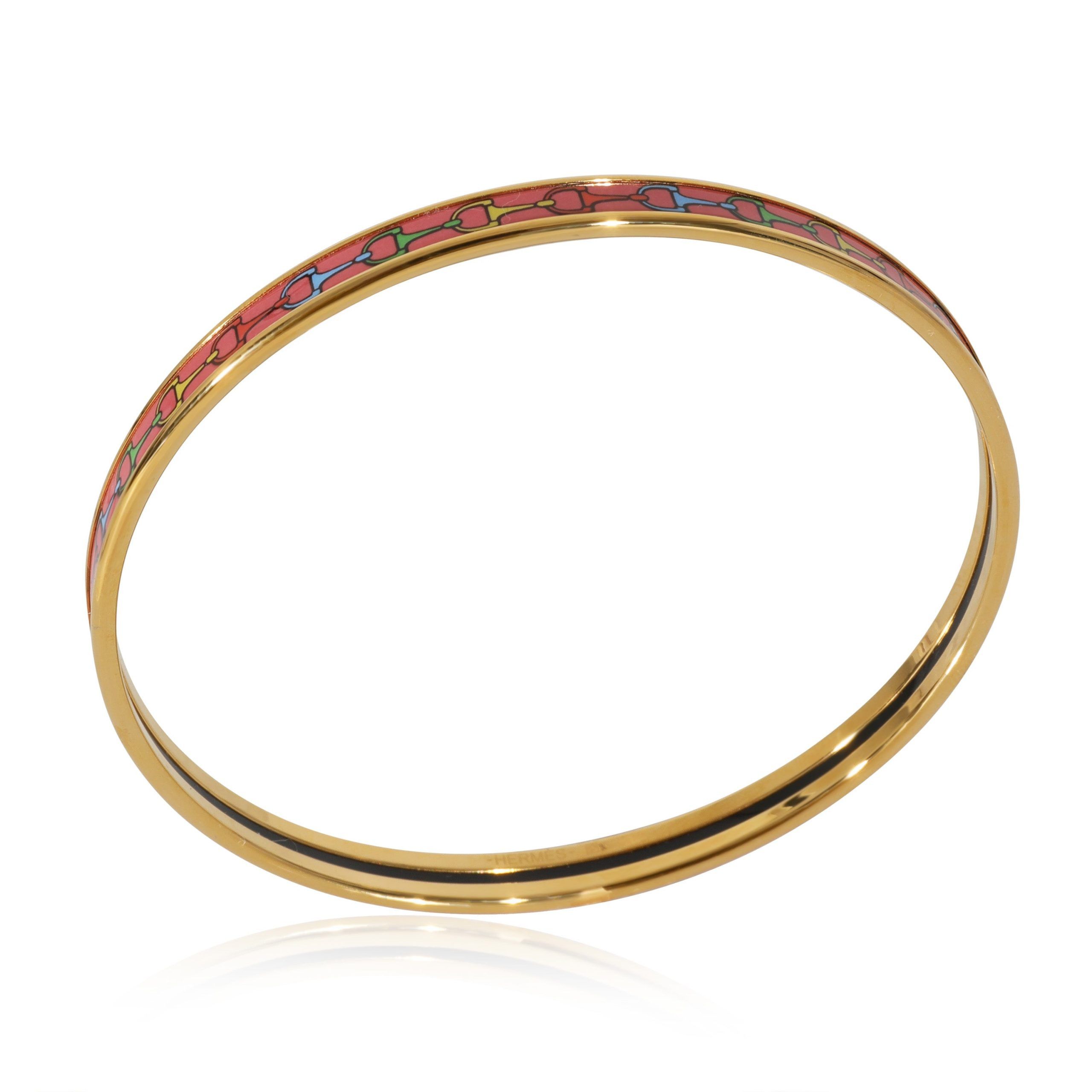 Hermes Hermès Cravates Mors Extra Narrow Bangle, Gold Plated, Amazone POP Color, 67 mm Size ONE SIZE - 2 Thumbnail