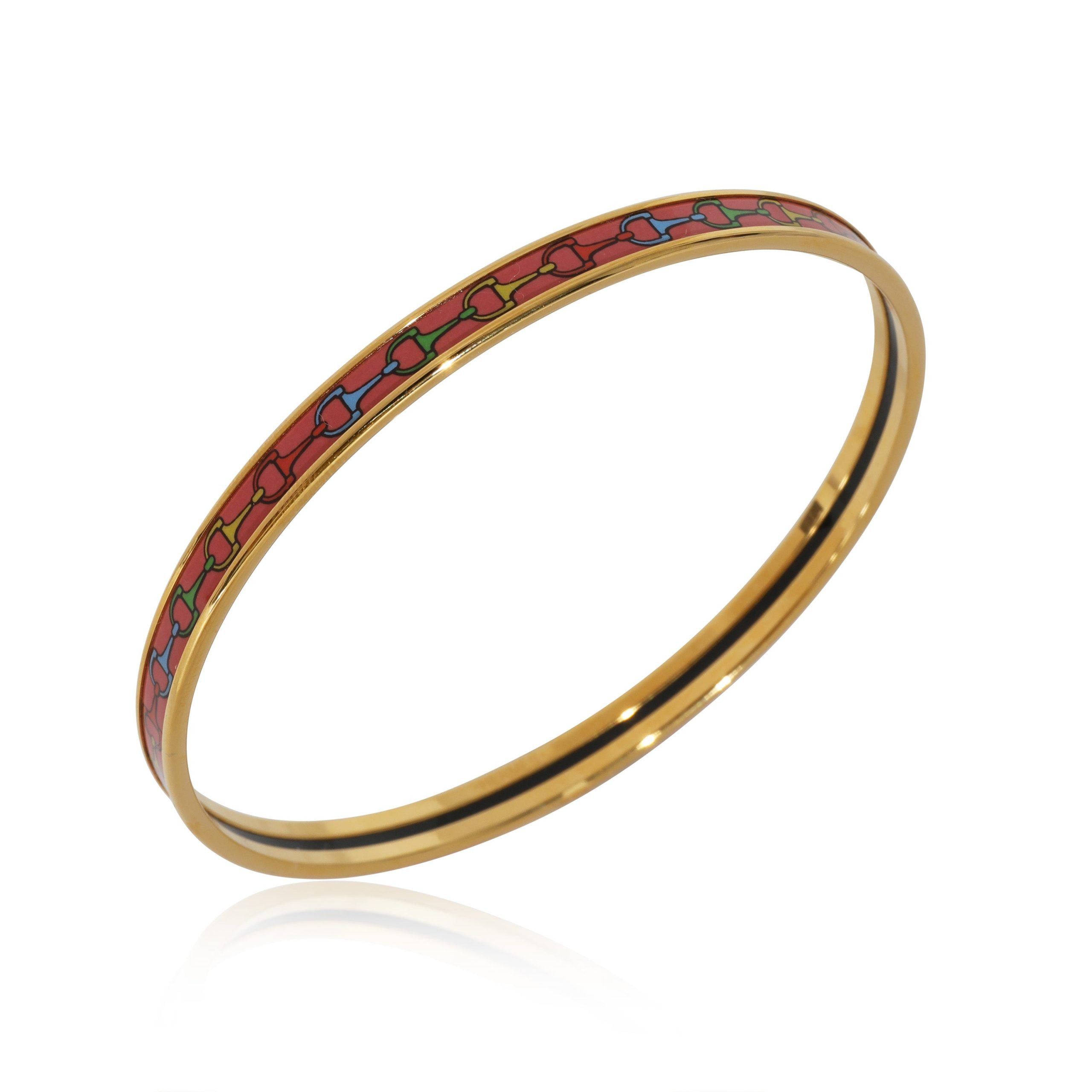 Hermes Hermès Cravates Mors Extra Narrow Bangle, Gold Plated, Amazone POP Color, 67 mm Size ONE SIZE - 4 Thumbnail