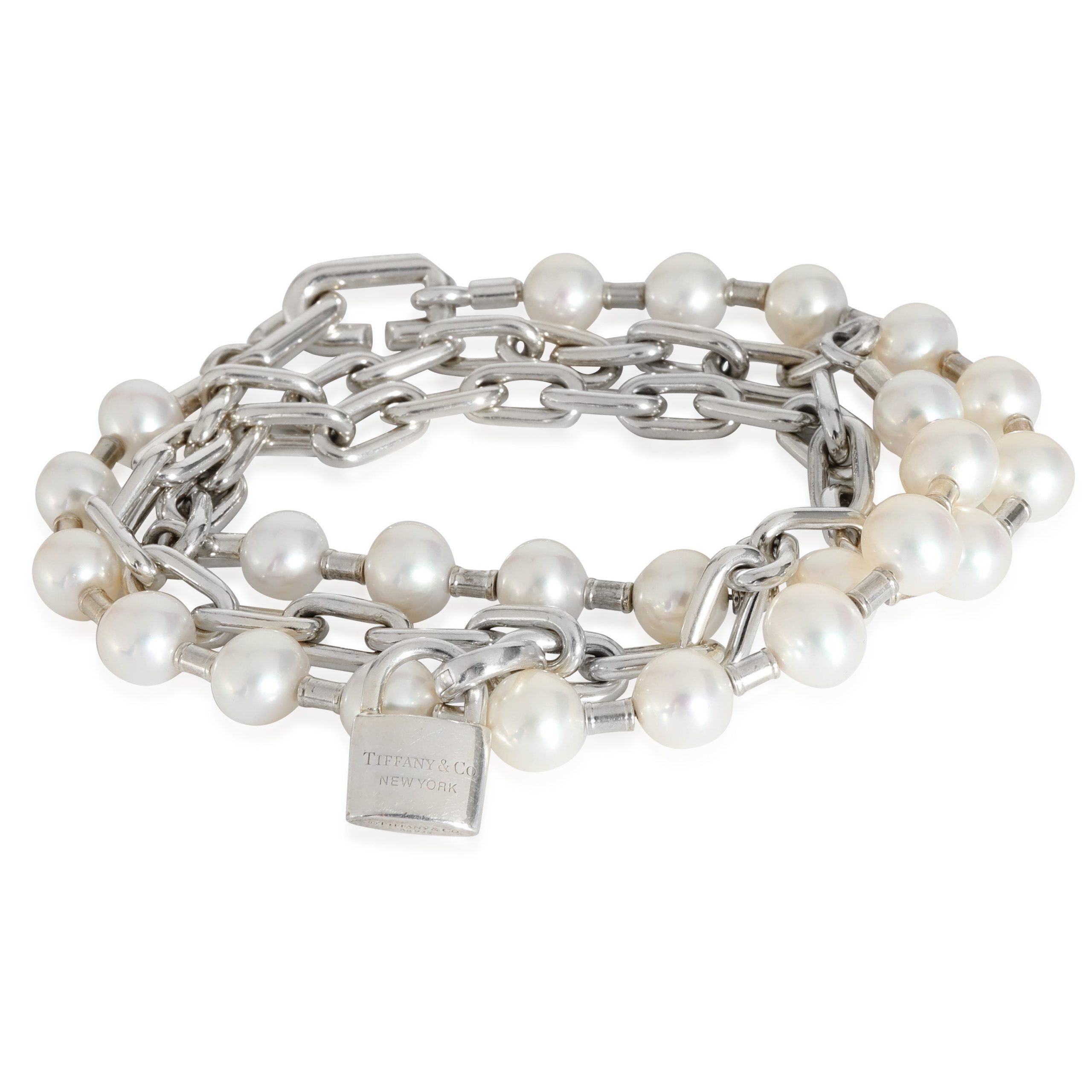 Tiffany & Co. Tiffany & Co. HardWear Lock Fresh Water Pearl Bracelet in Sterling Silver Size ONE SIZE - 2 Thumbnail