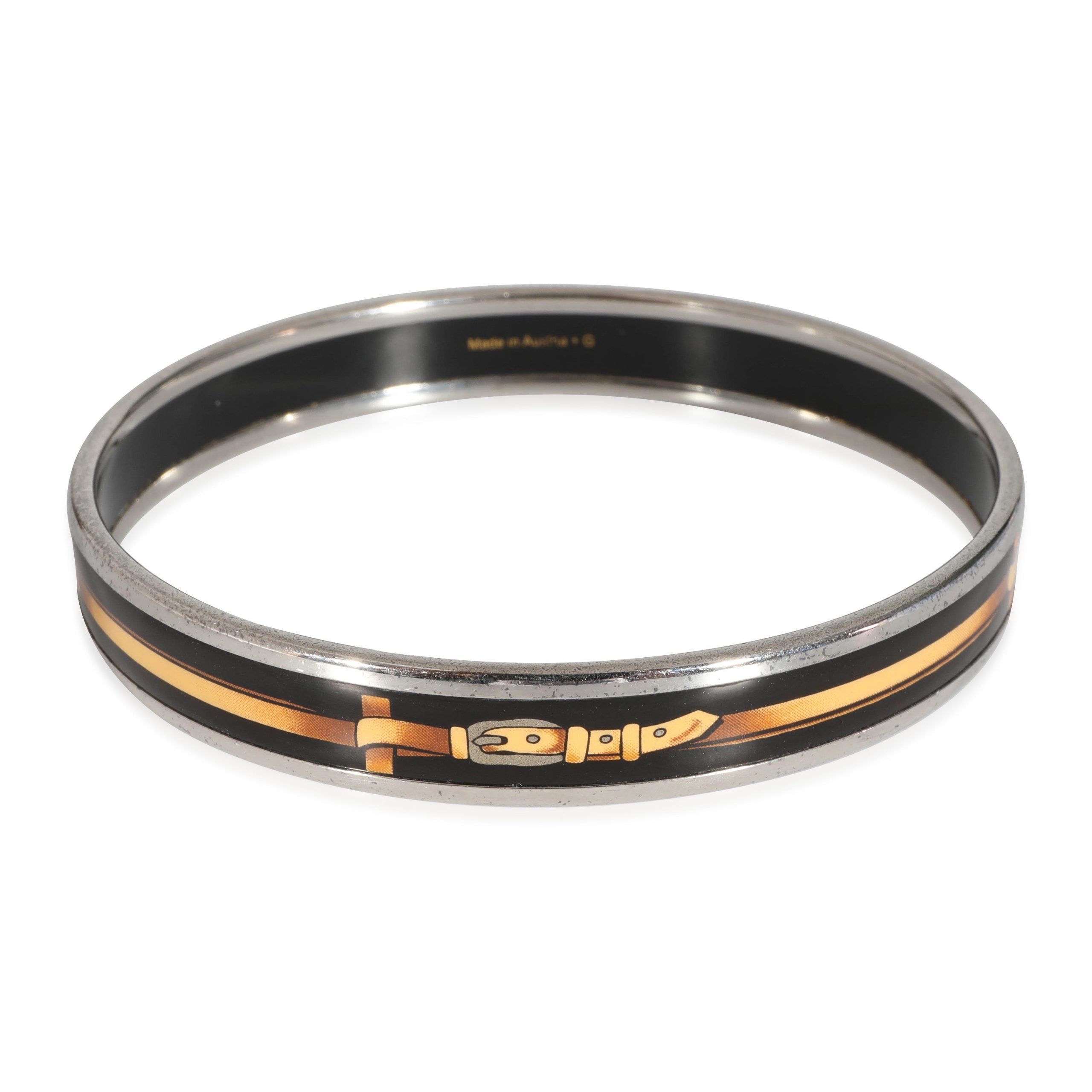 Hermes Hermès Narrow Enamel Bangle With Black & Gold Belt Buckle Size ONE SIZE - 3 Thumbnail