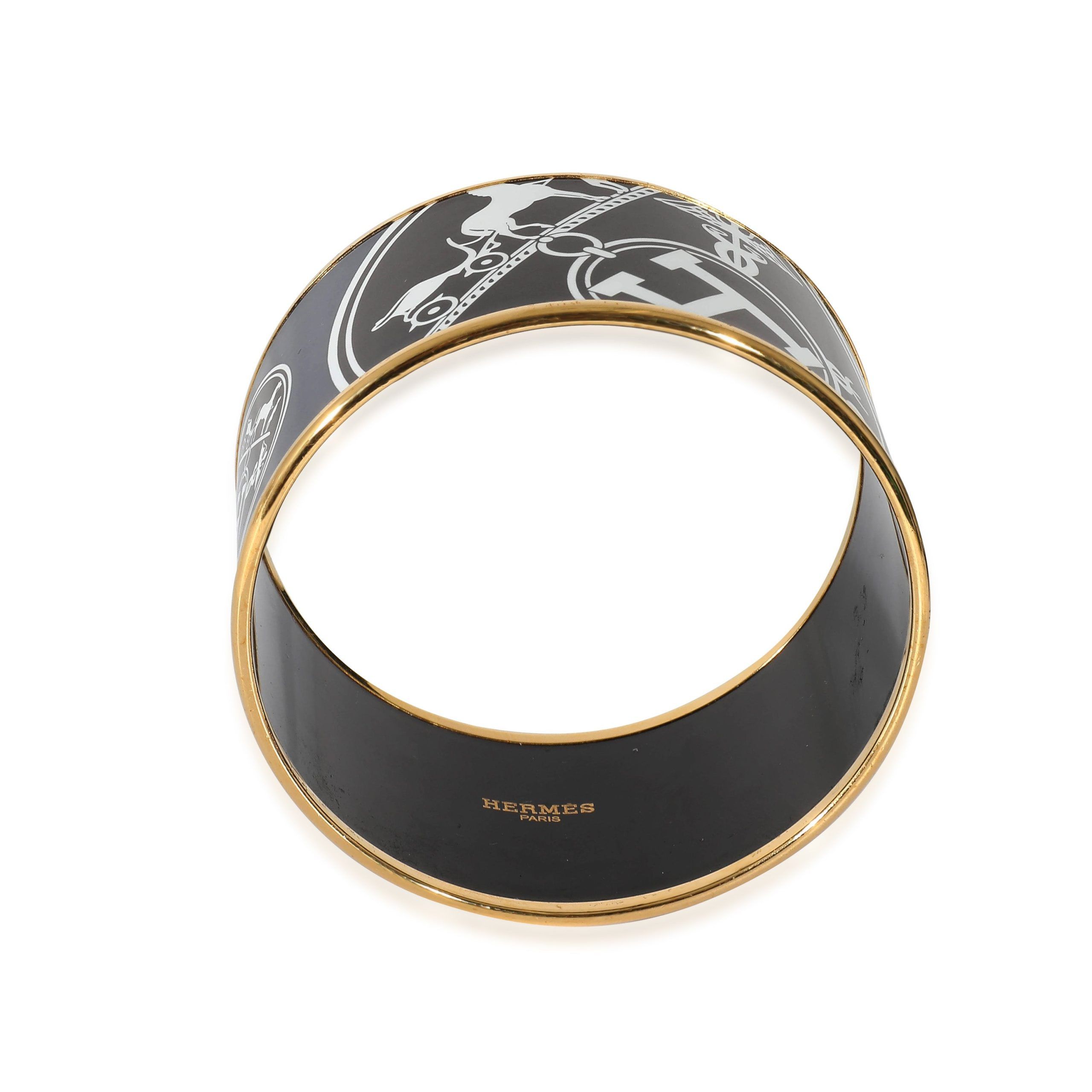 Hermes Hermès Confettis d'Ex Libris Gold Plated Extra Wide Enamel Bracelet (62MM) Size ONE SIZE - 4 Thumbnail