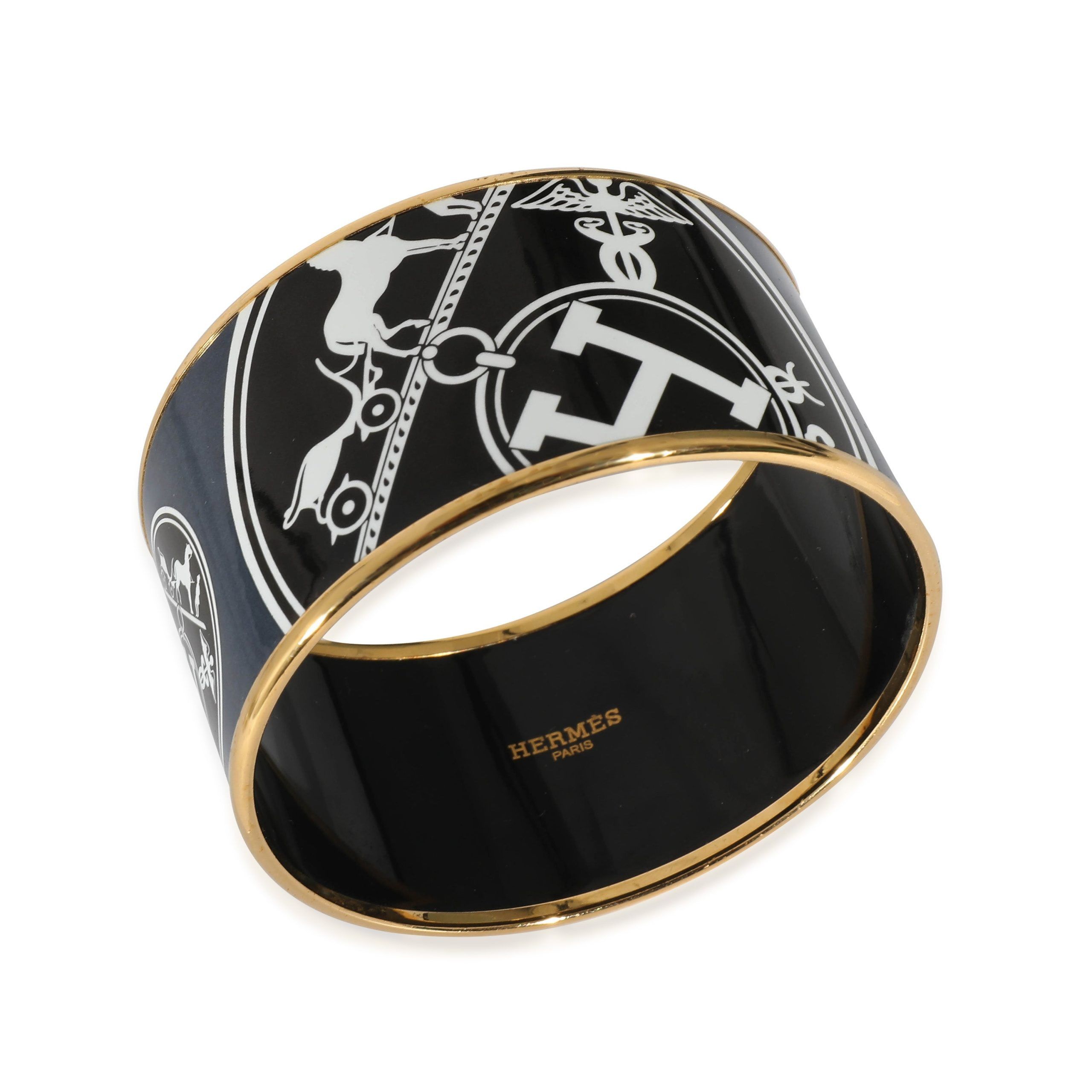 Hermes Hermès Confettis d'Ex Libris Gold Plated Extra Wide Enamel Bracelet (62MM) Size ONE SIZE - 3 Thumbnail