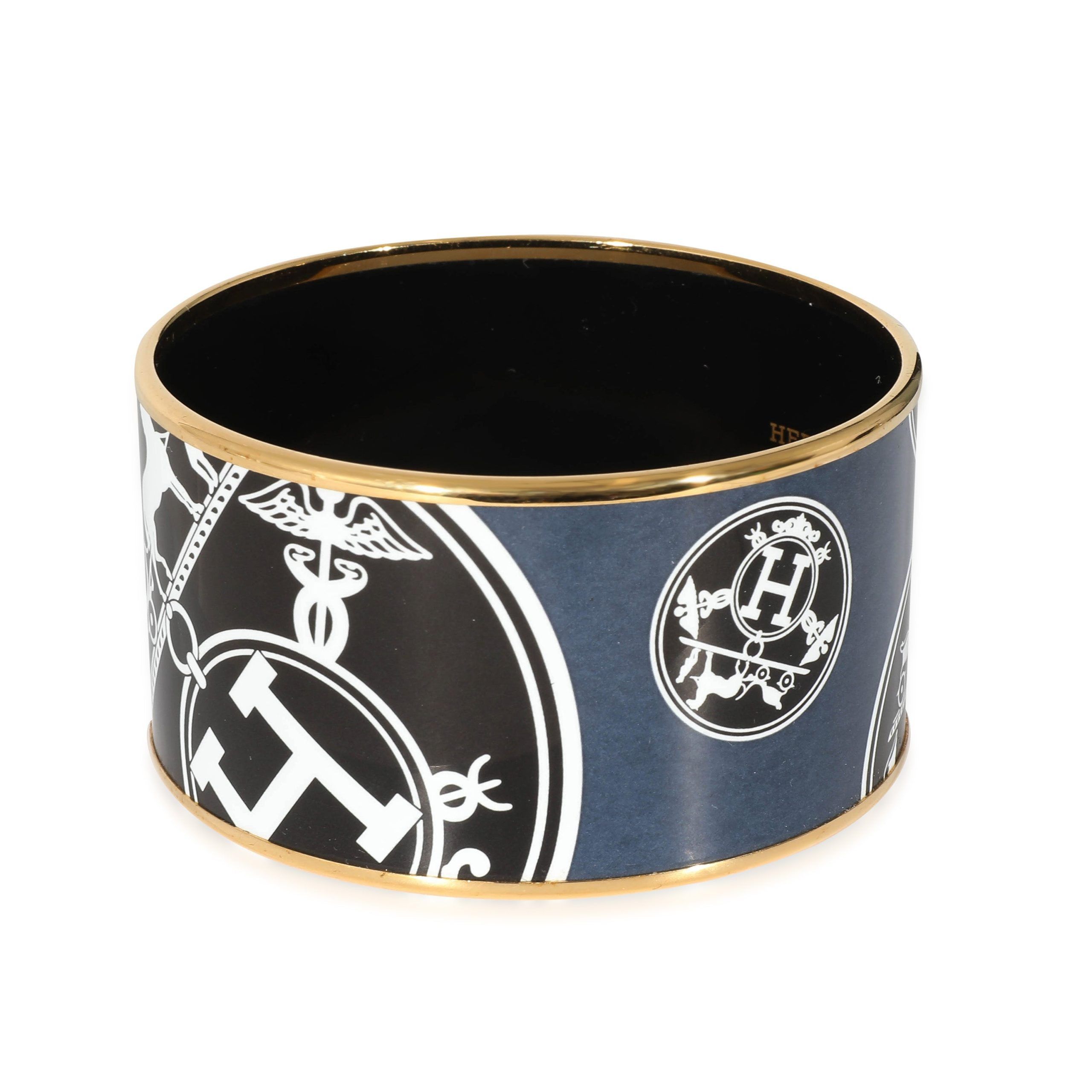 Hermes Hermès Confettis d'Ex Libris Gold Plated Extra Wide Enamel Bracelet (62MM) Size ONE SIZE - 2 Thumbnail