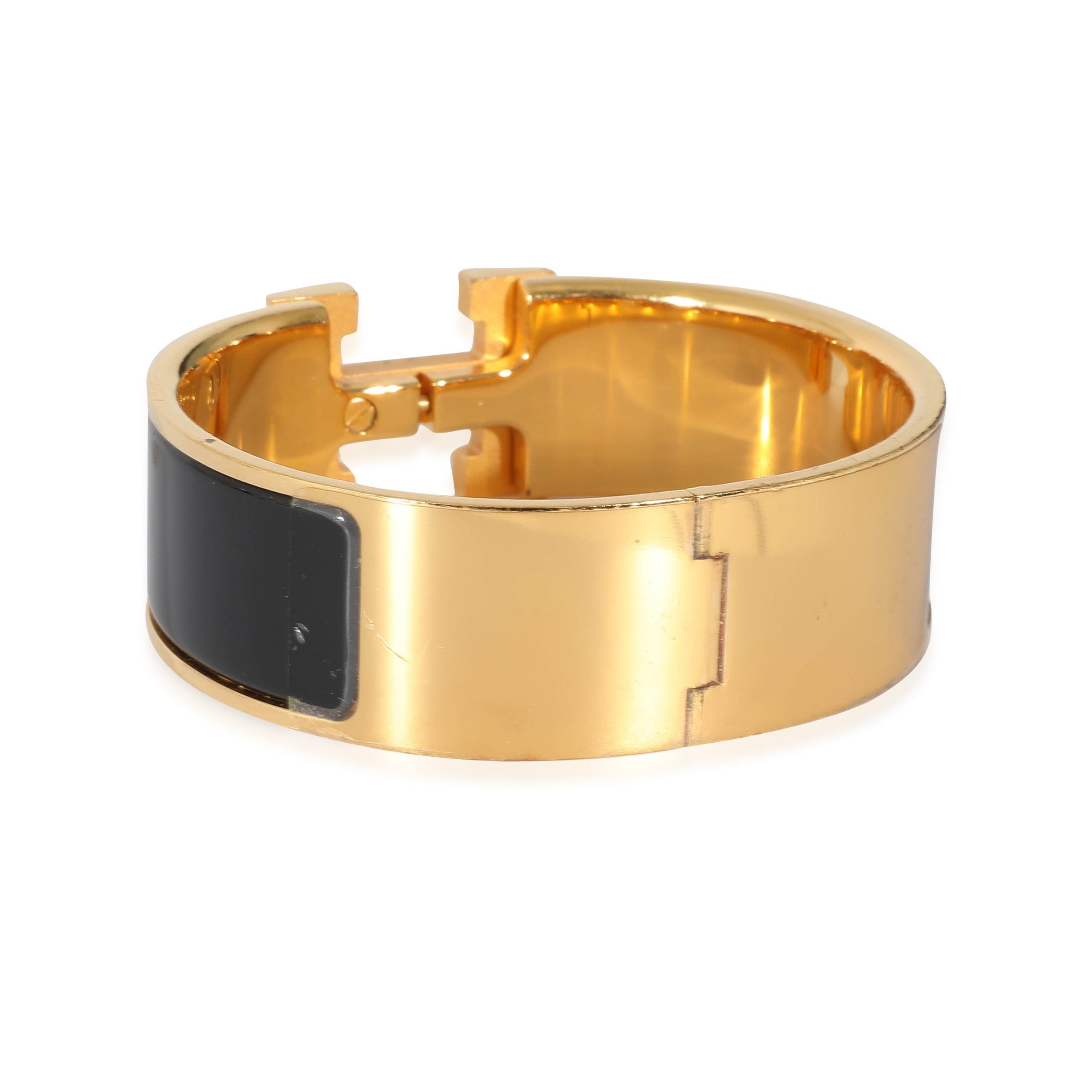 Hermes Hermès Clic Clac Gold Plated Bracelet in Noir Size ONE SIZE - 3 Thumbnail