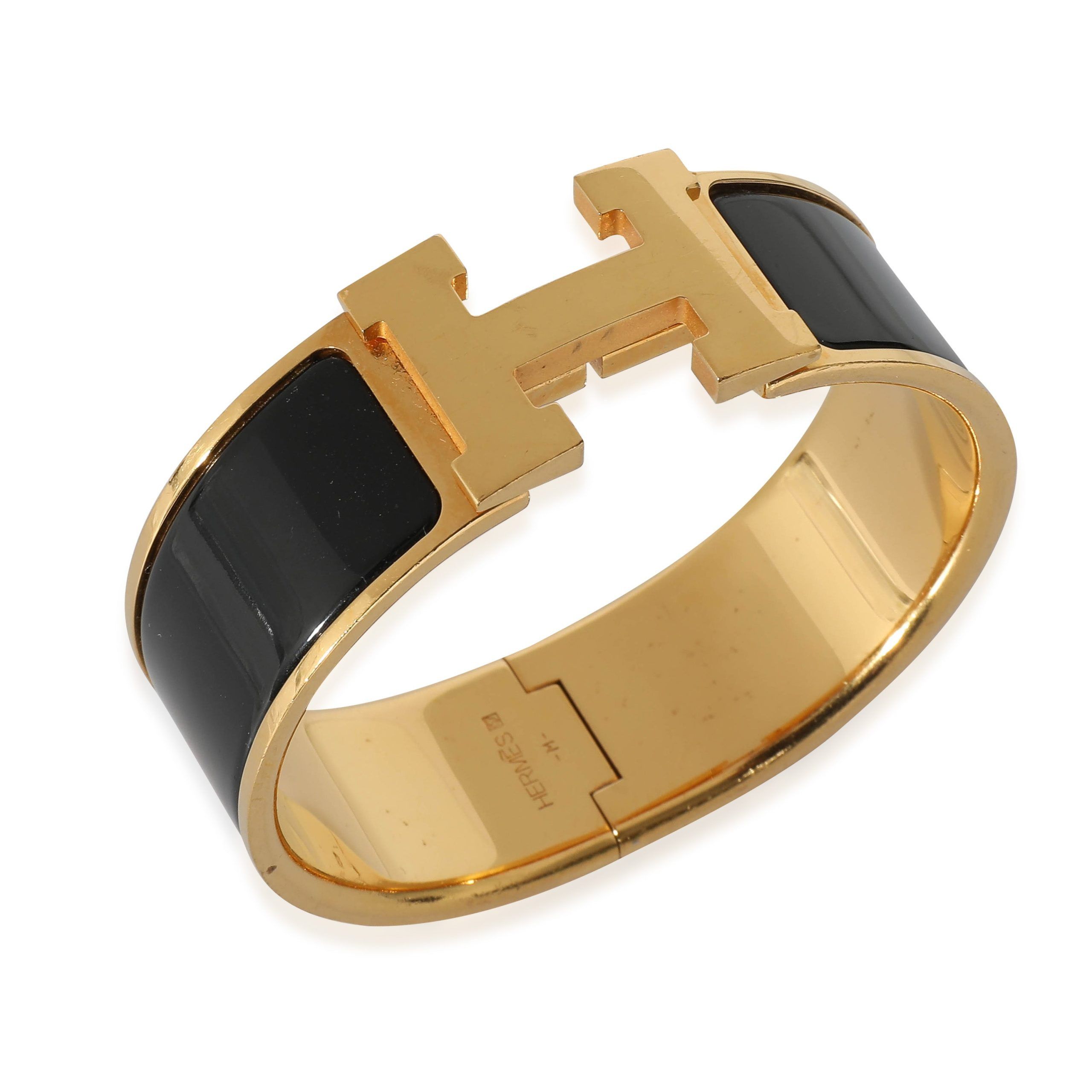 Hermes Hermès Clic Clac Gold Plated Bracelet in Noir Size ONE SIZE - 4 Thumbnail