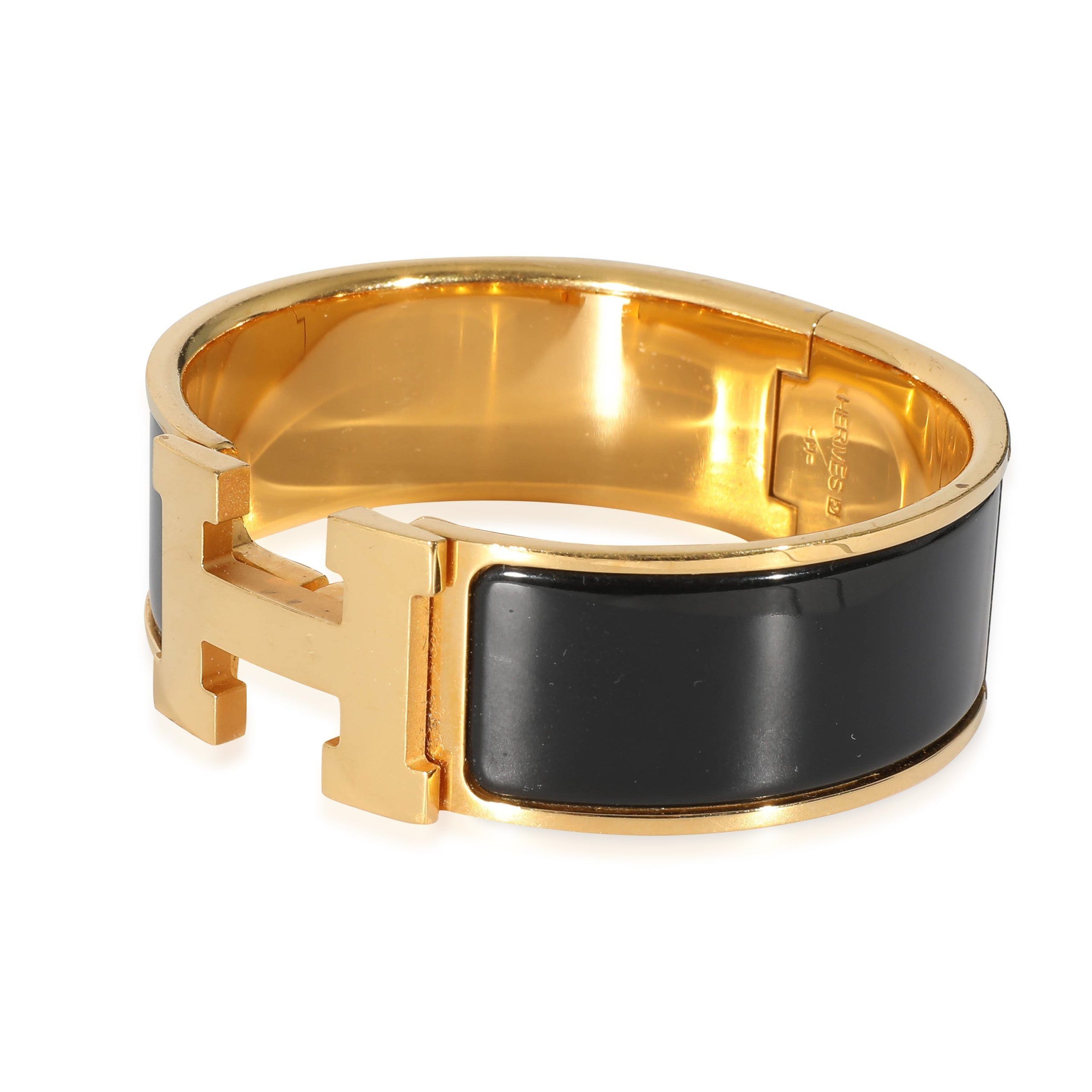 Hermes Hermès Clic Clac Gold Plated Bracelet in Noir Size ONE SIZE - 2 Thumbnail