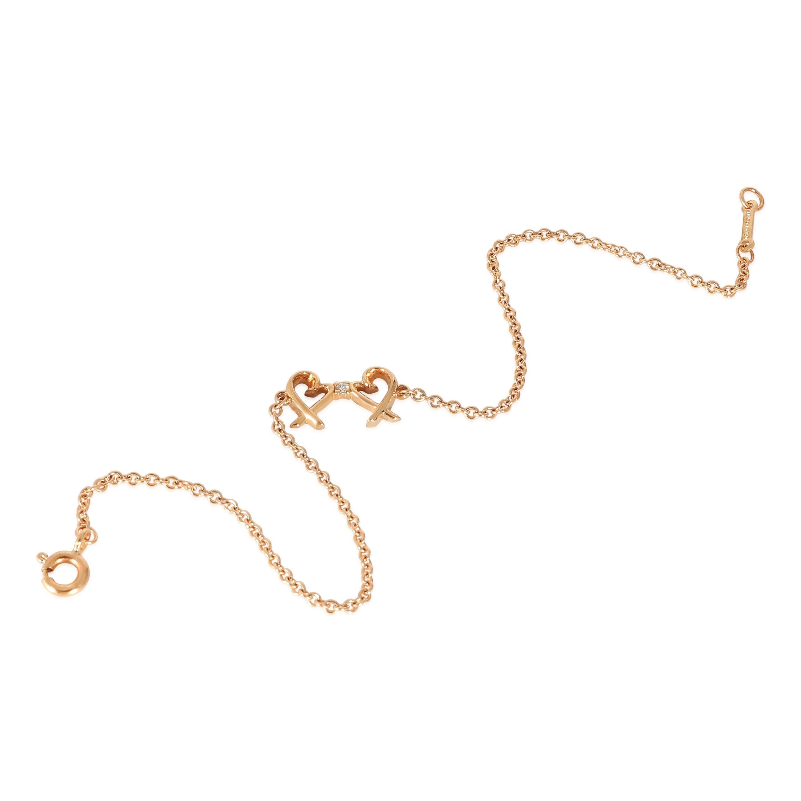 Tiffany & Co. Paloma Picasso Double Loving Heart Bracelet in 18K Rose Gold 0.01 CTW Size ONE SIZE - 3 Thumbnail